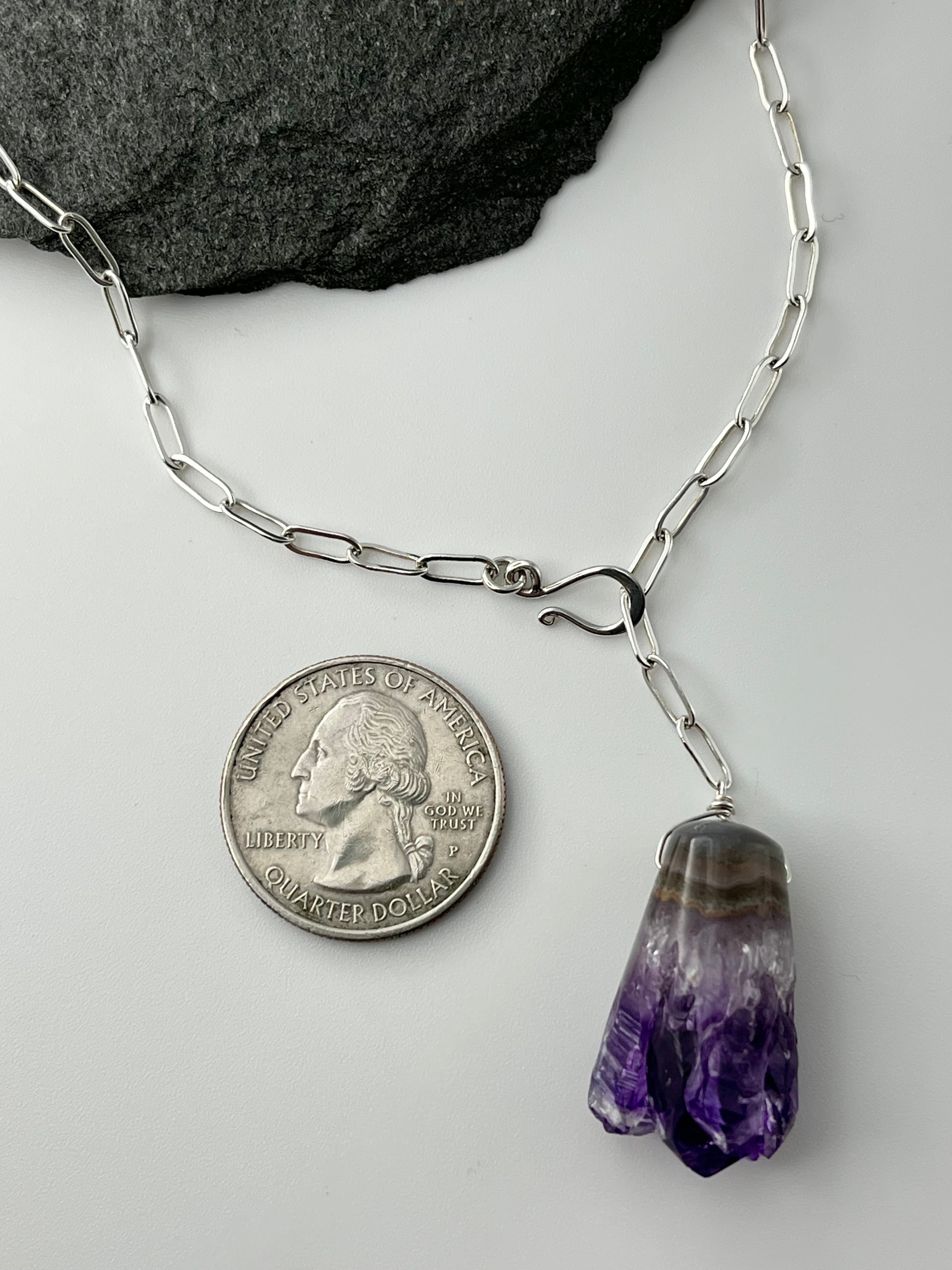 •LINKED• amethyst stalactite + silver necklace (ADJ to 19")