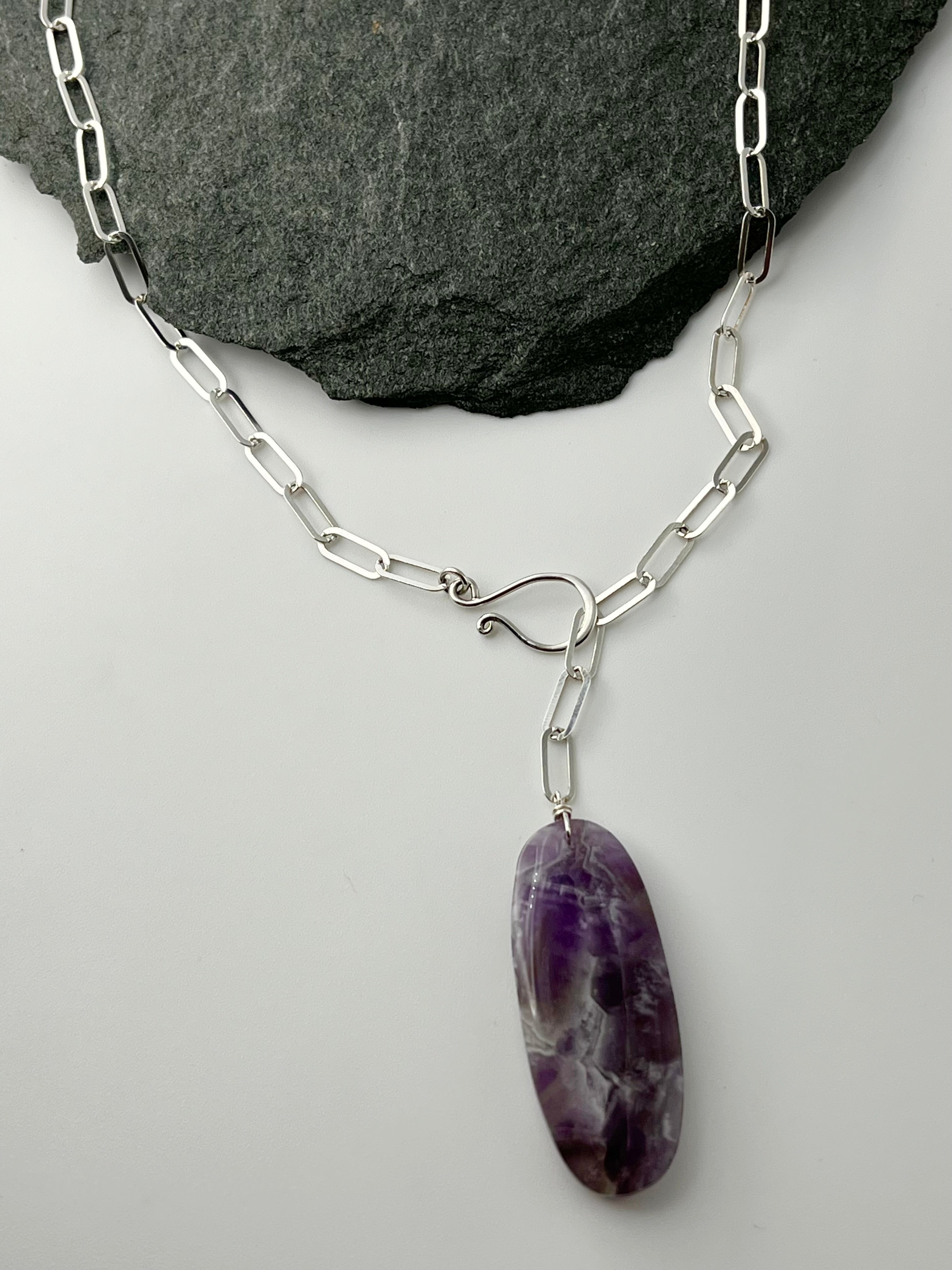 •LINKED• chevron amethyst + silver necklace (ADJ to 19")