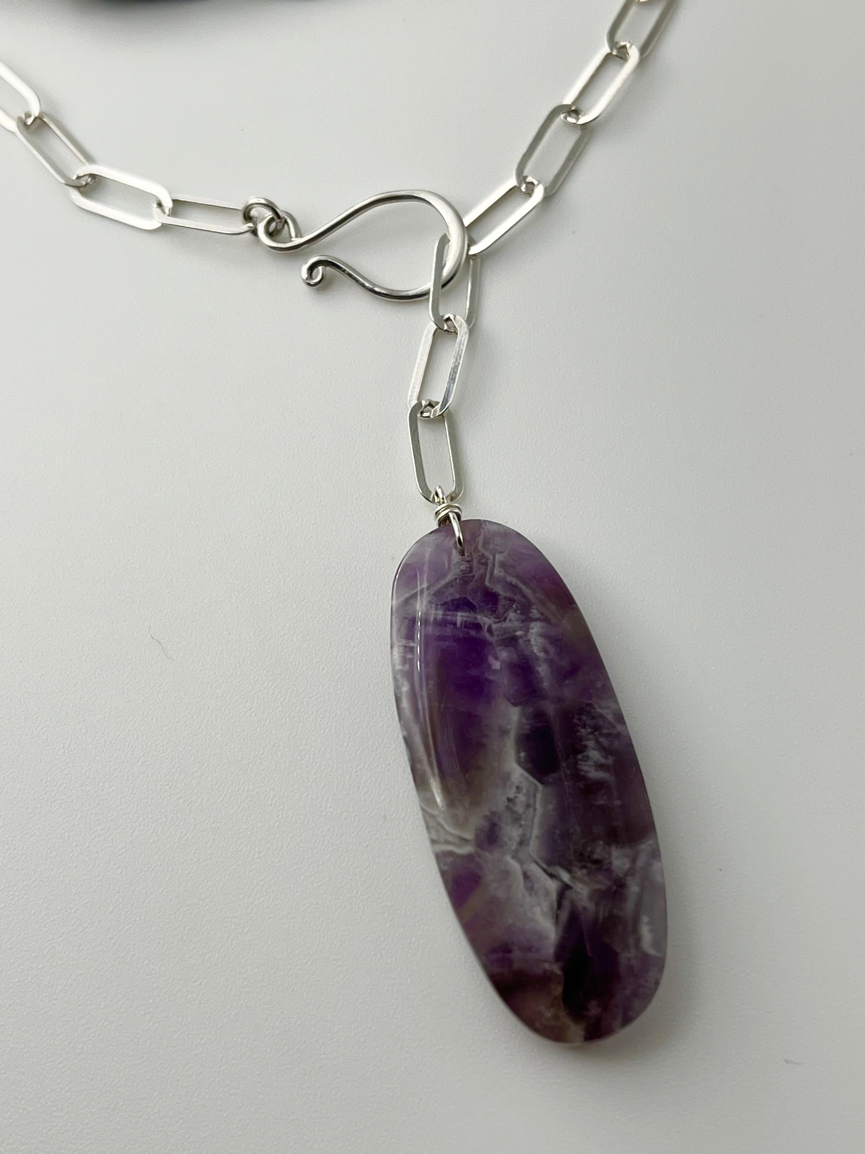 •LINKED• chevron amethyst + silver necklace (ADJ to 19")