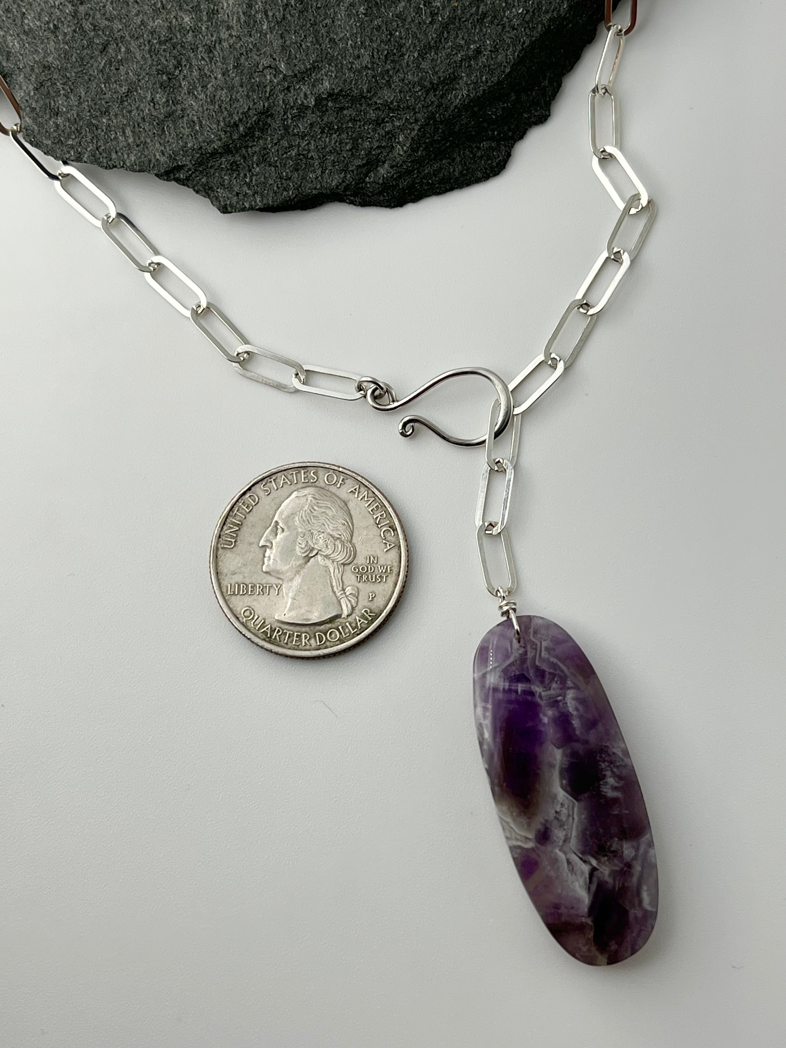 •LINKED• chevron amethyst + silver necklace (ADJ to 19")