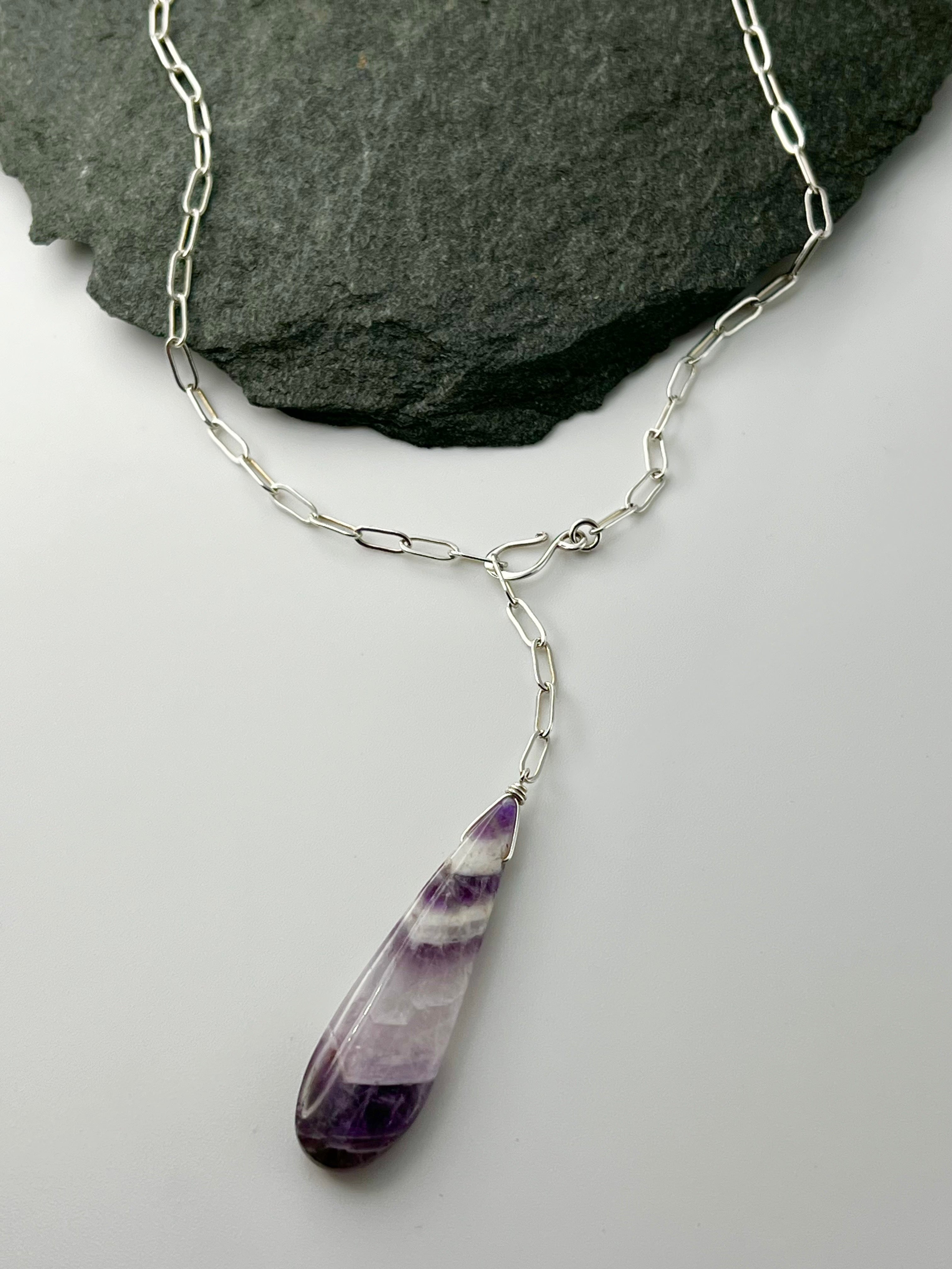 •LINKED• amethyst + silver necklace (ADJ to 18")