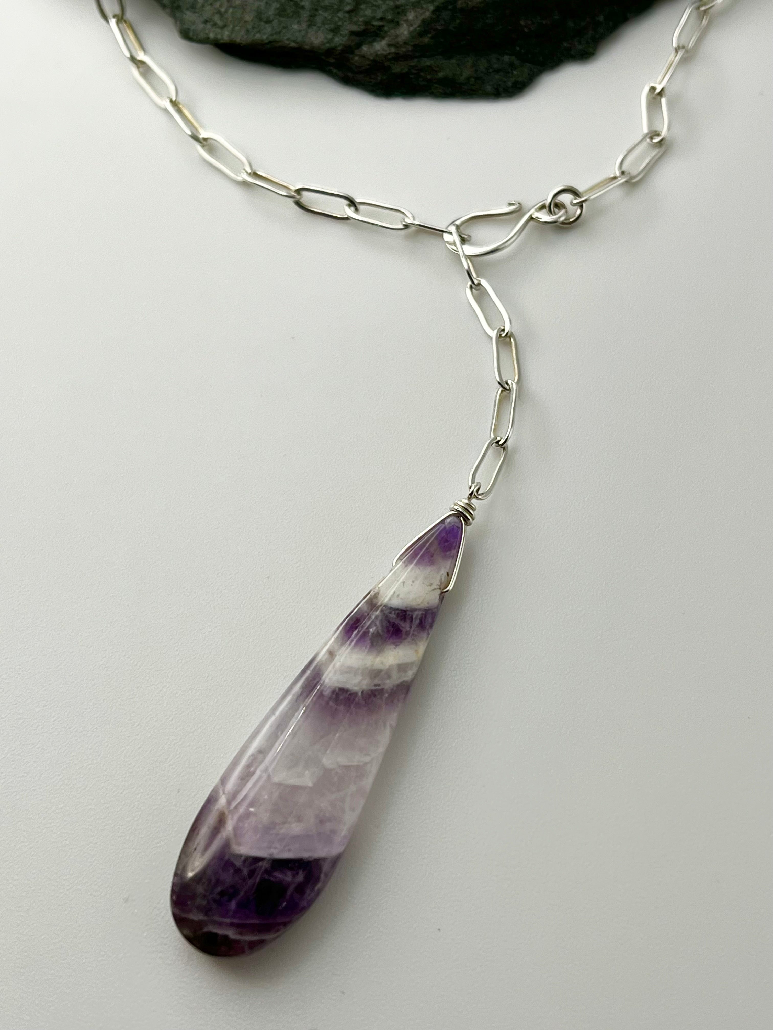 •LINKED• amethyst + silver necklace (ADJ to 18")