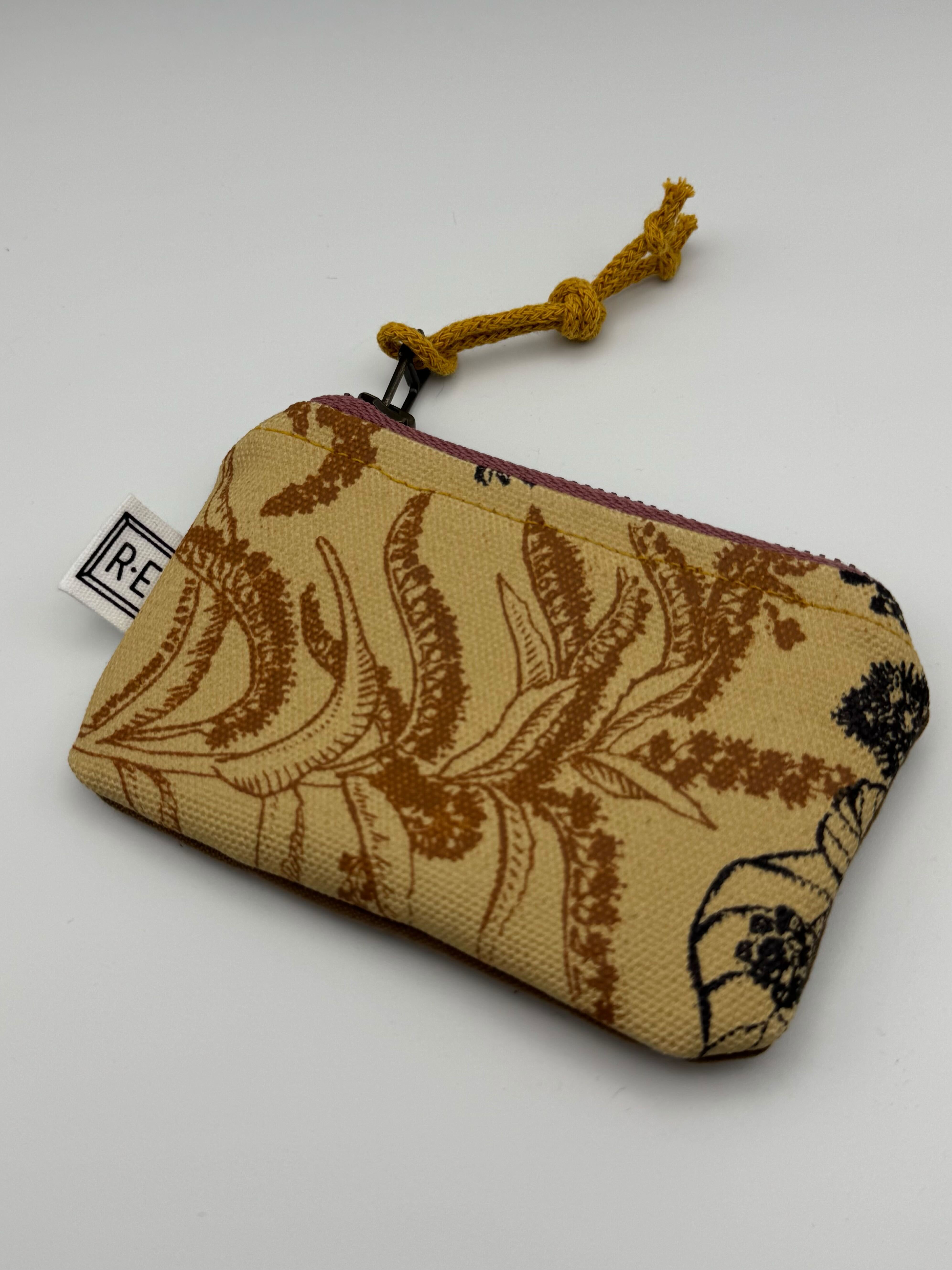 •CARD POUCH - WILDFLOWERS• waxed canvas bag