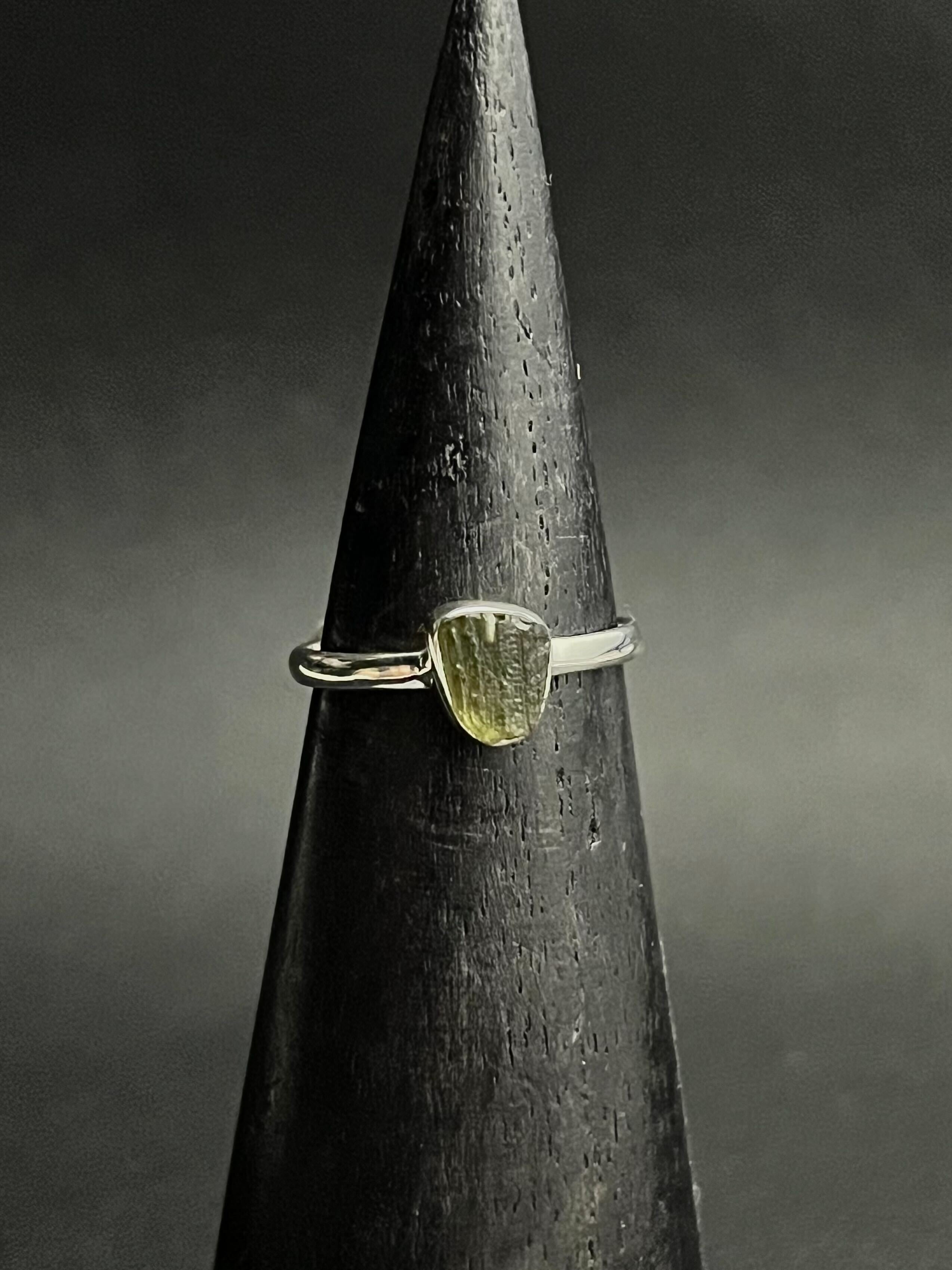 •SMALL FREEFORM• moldavite + silver ring - size 7