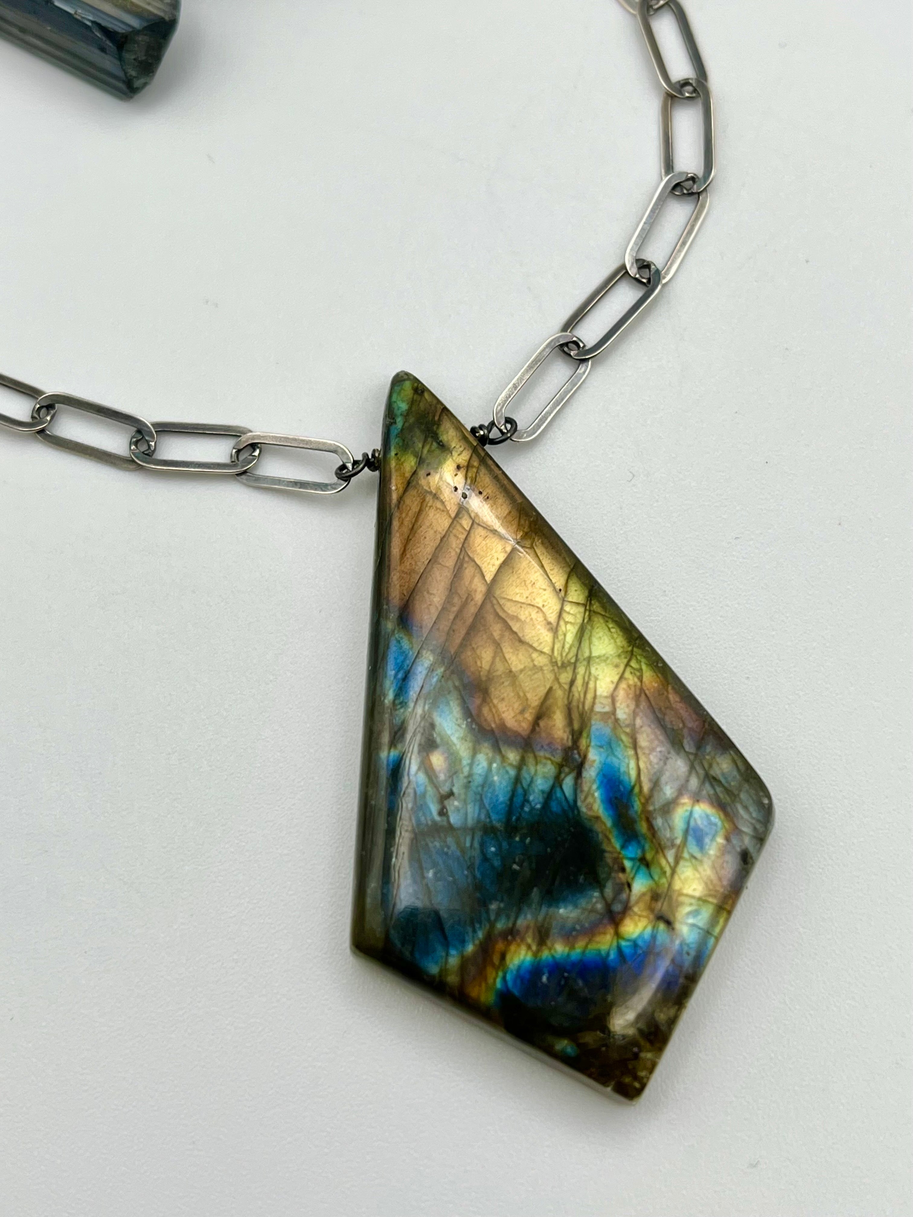 •AEON• labradorite + oxidized silver necklace (18"-20" long)