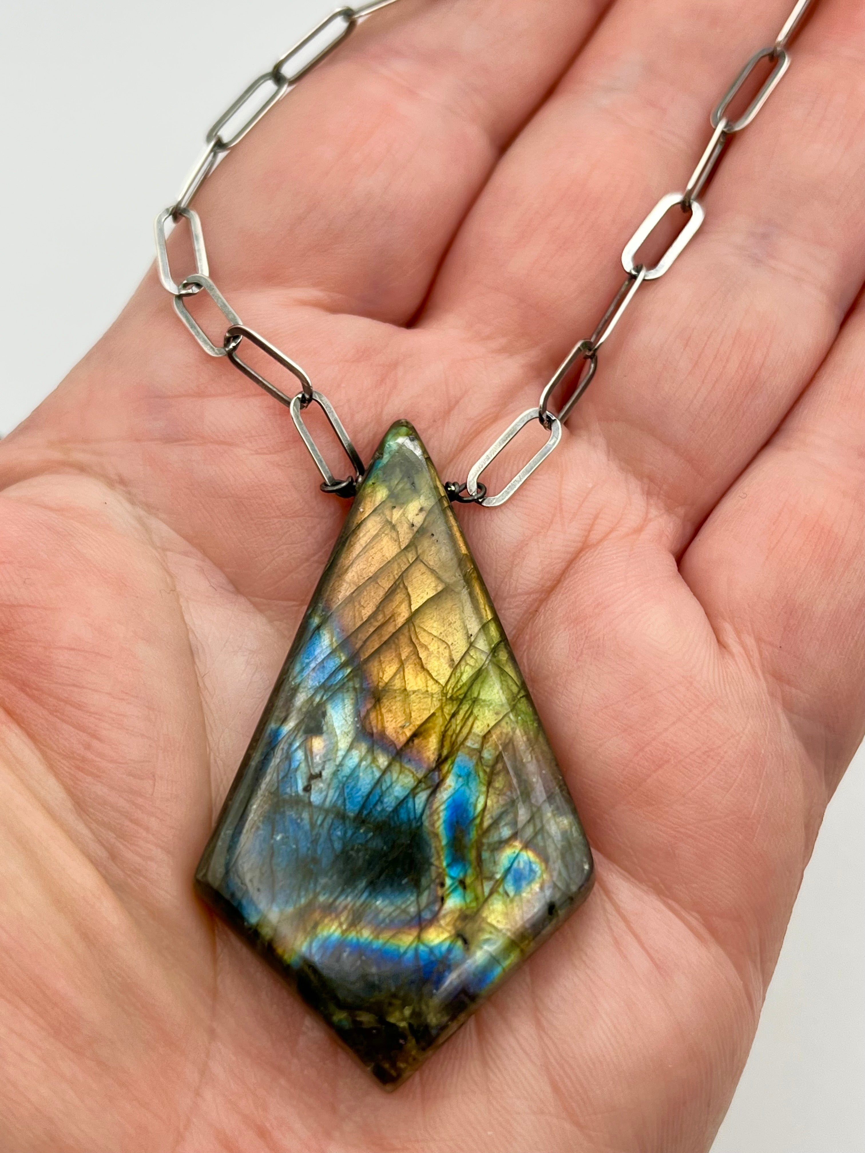 •AEON• labradorite + oxidized silver necklace (18"-20" long)