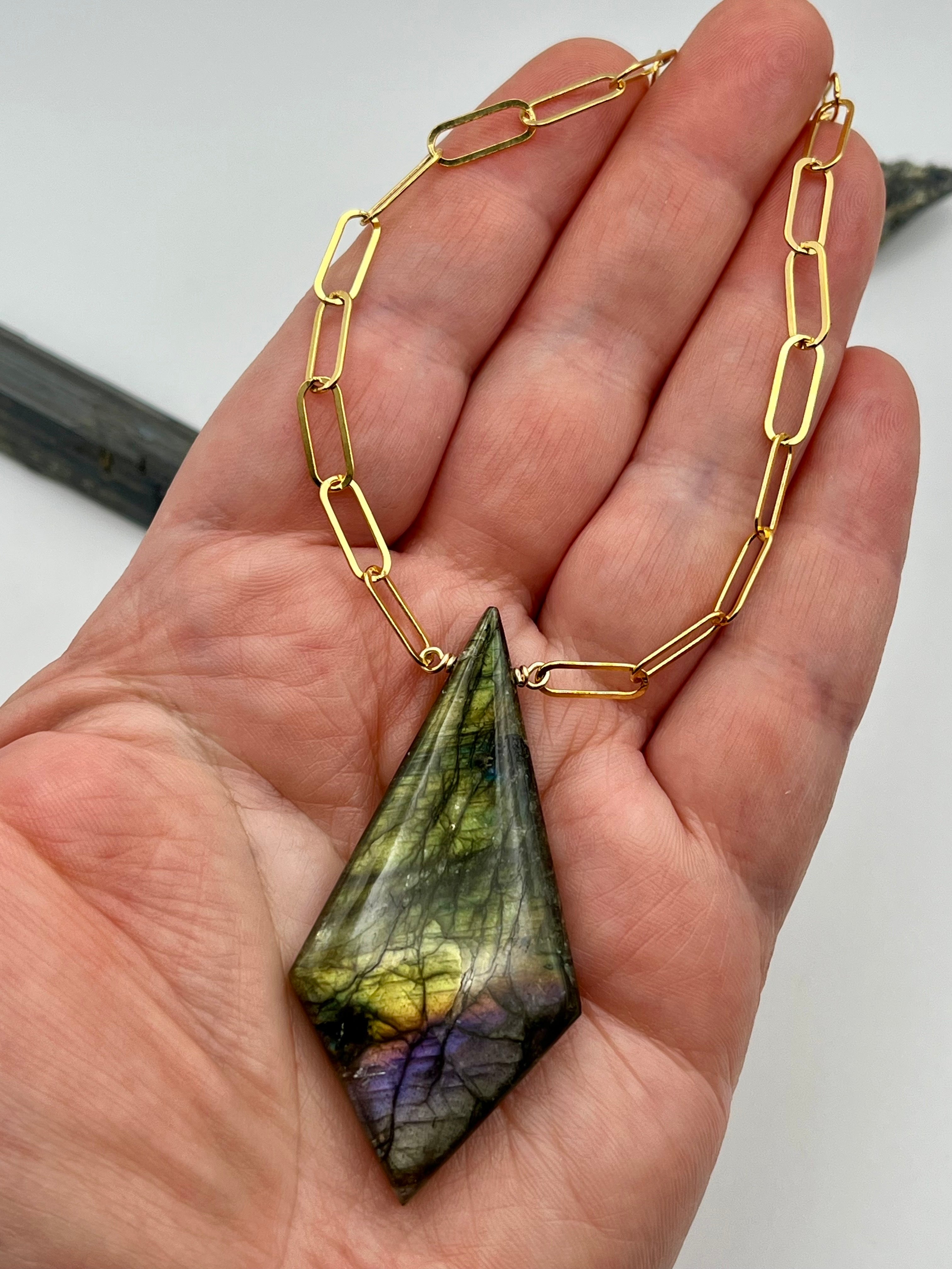 •AEON• labradorite + gold necklace (18"-20" long)