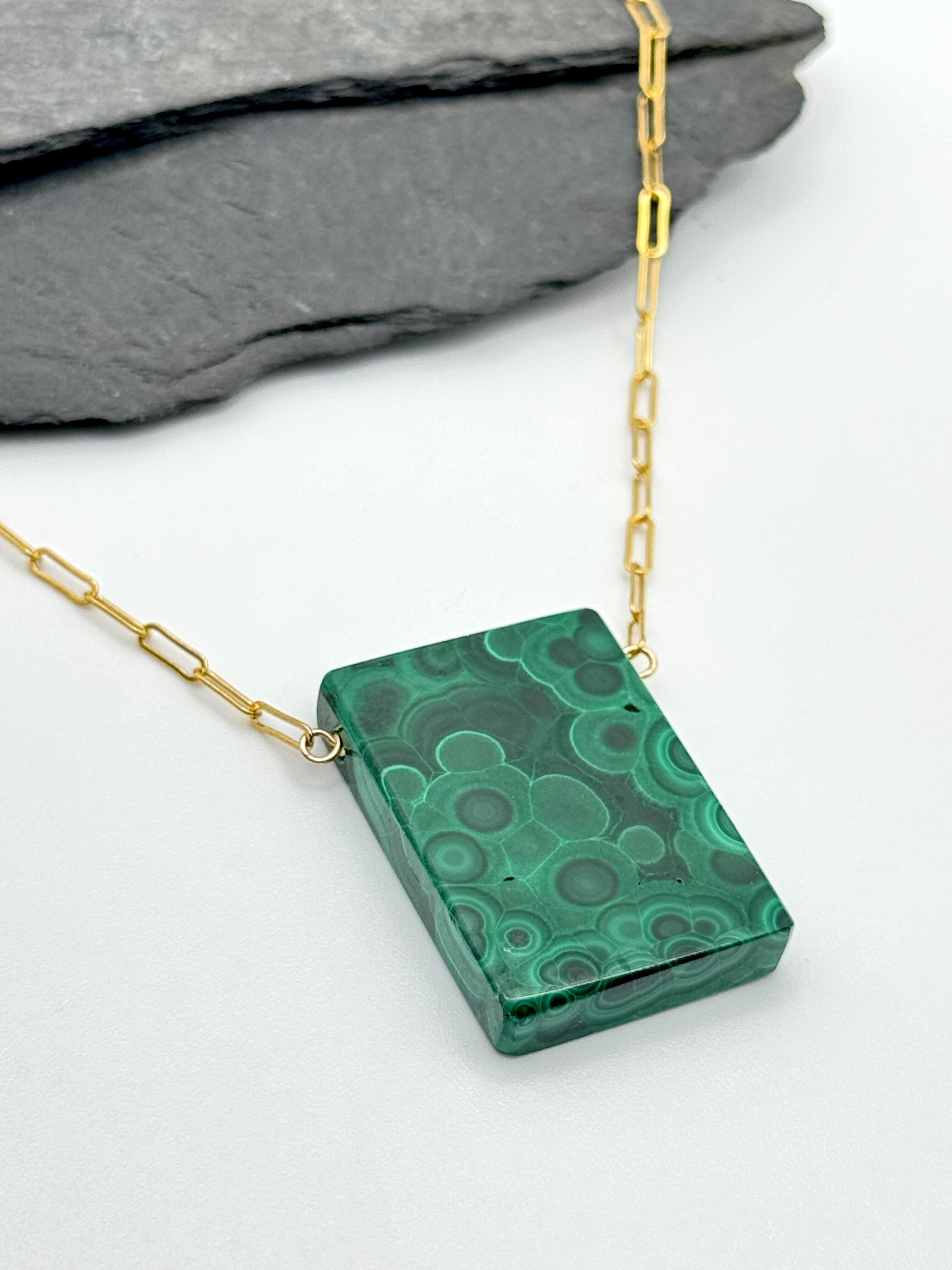 •AEON• malachite + gold necklace (18"-20" long)