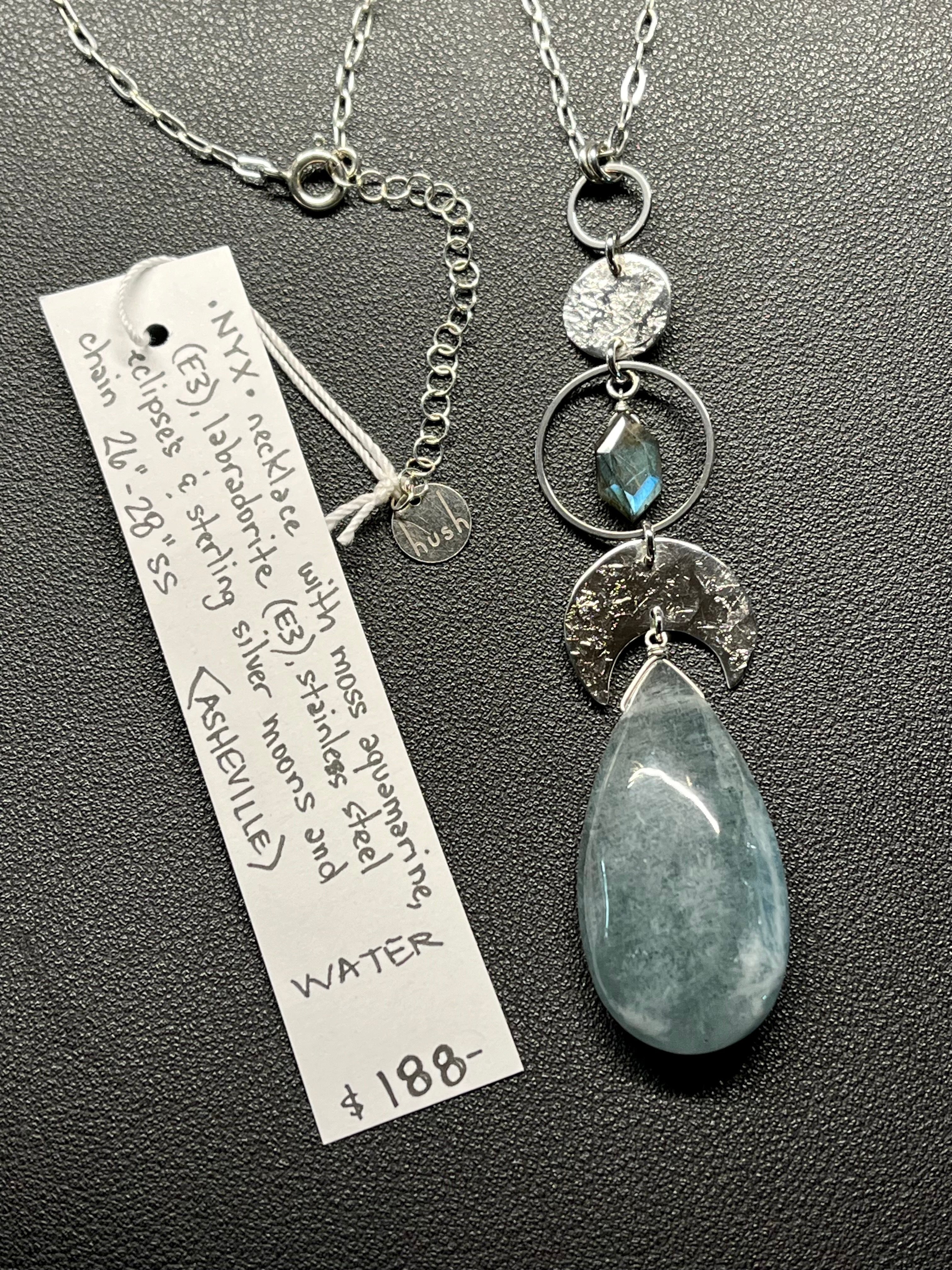 •NYX• moss aquamarine + labradorite + silver necklace (26"-28")