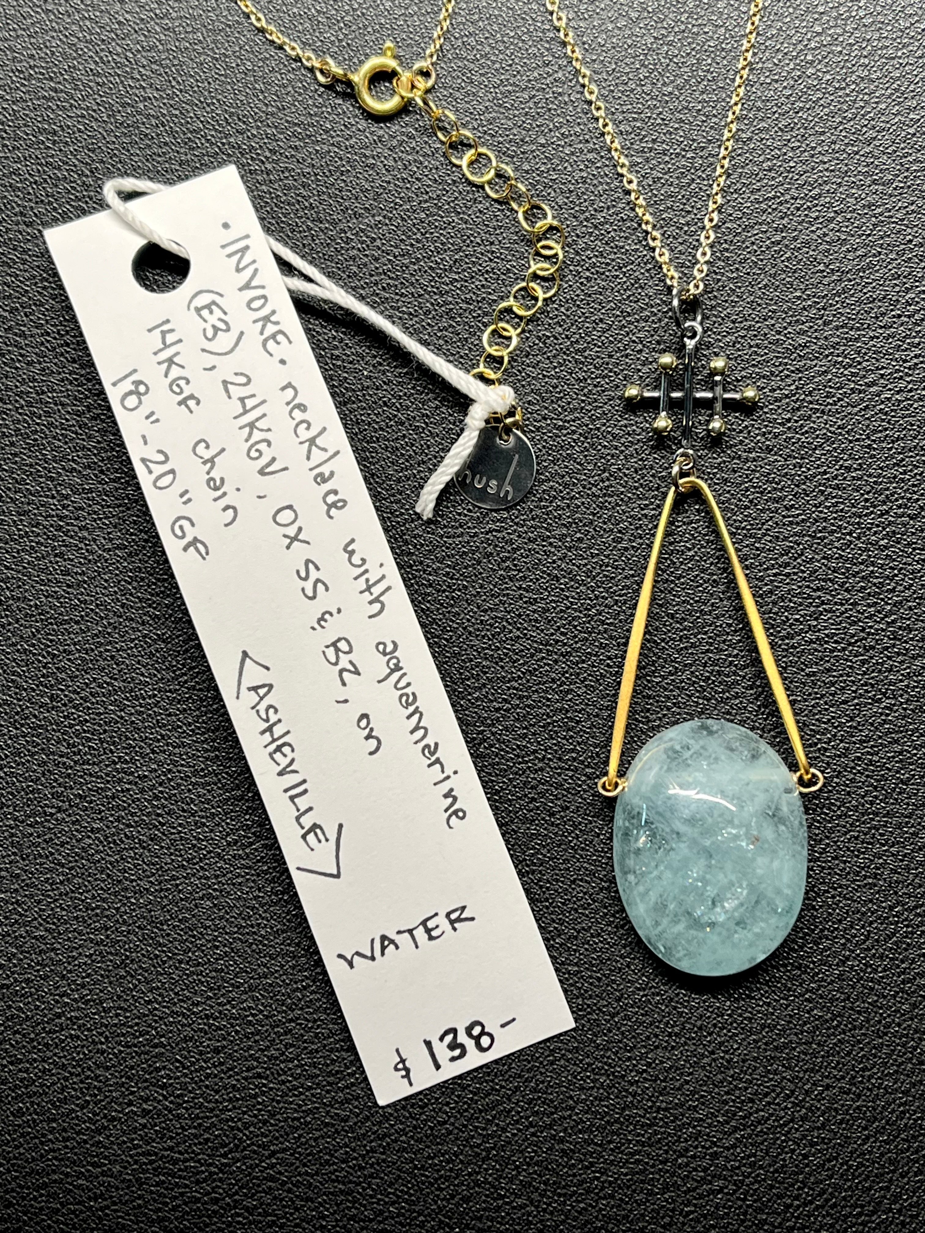•INVOKE• aquamarine + mixed metal necklace (18"-20")