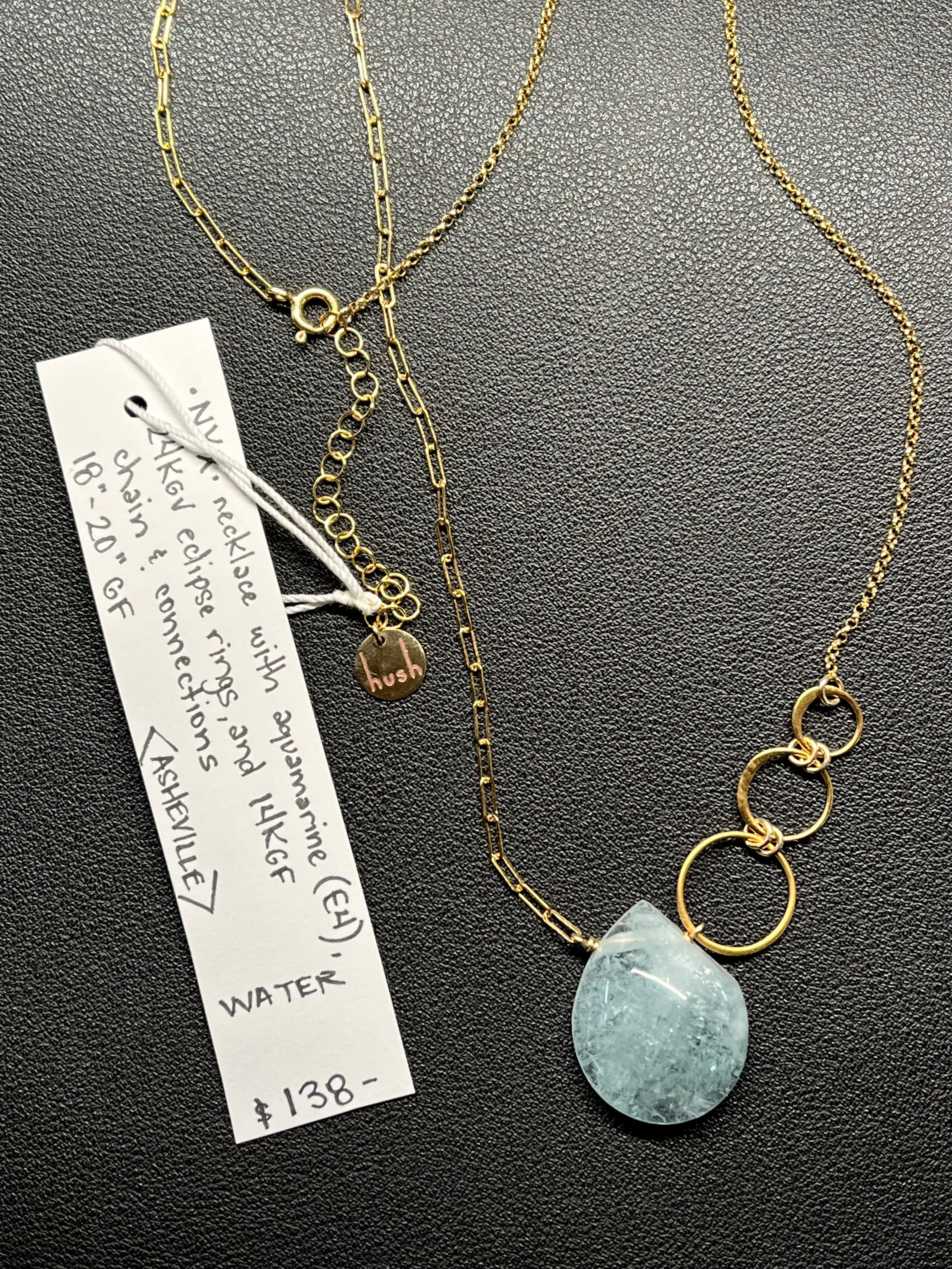•NYX• aquamarine + eclipses + gold necklace (18"-20")