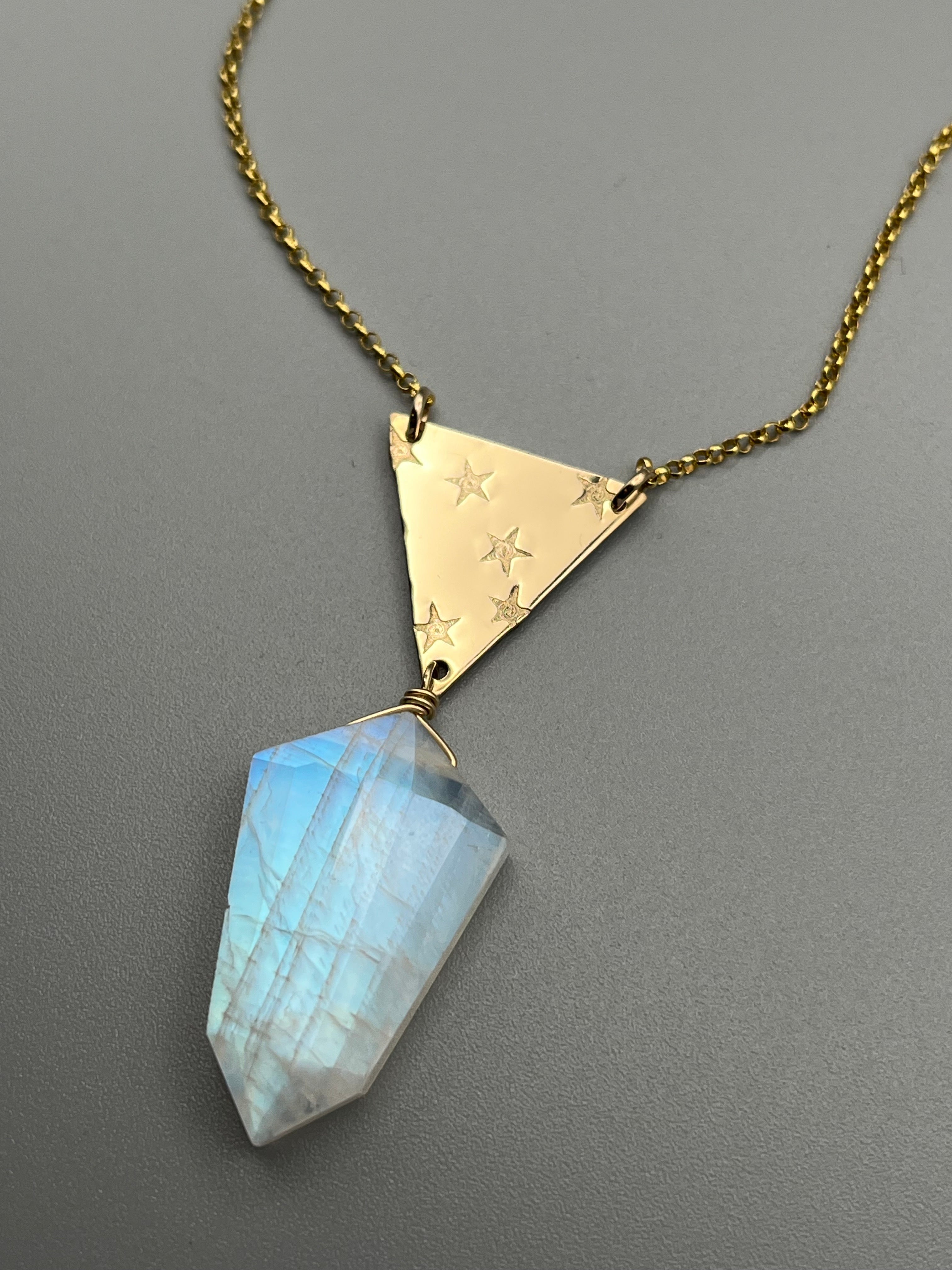 •INVOKE• rainbow moonstone + gold necklace (18"-20" long)