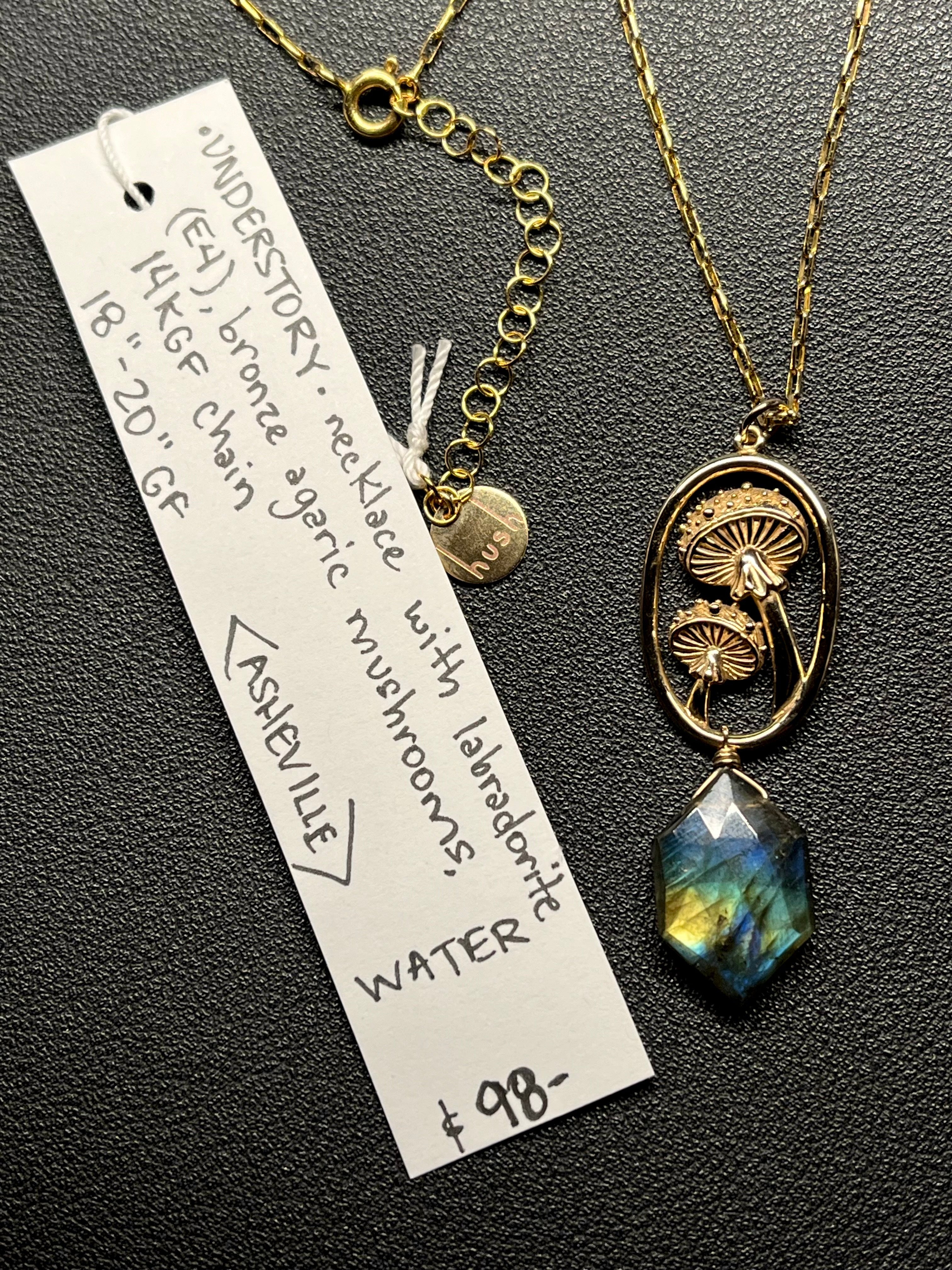 •UNDERSTORY• labradorite + agarics + gold necklace (18"-20")