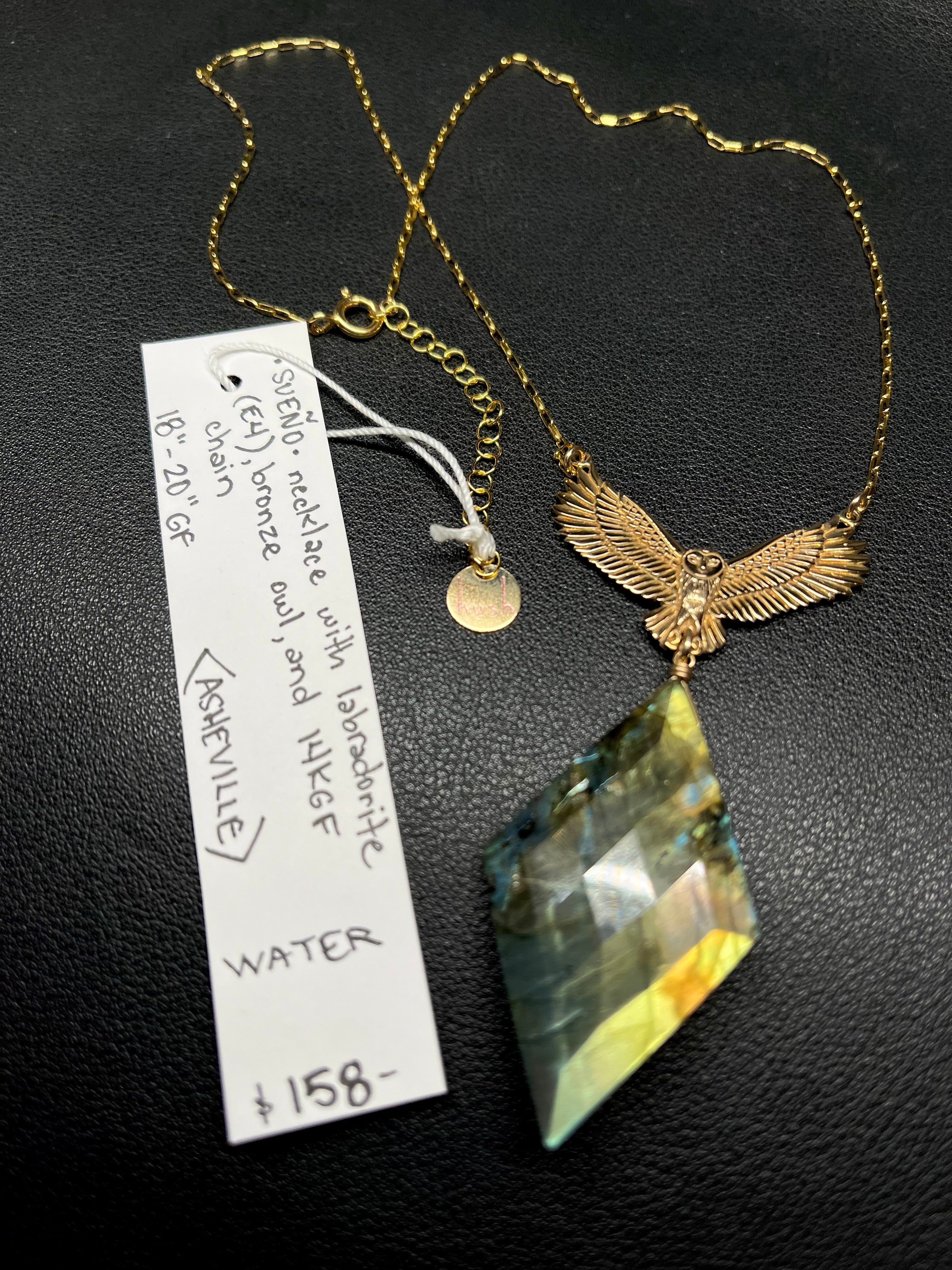•SUEÑO• labradorite + owl + gold necklace (18"-20")