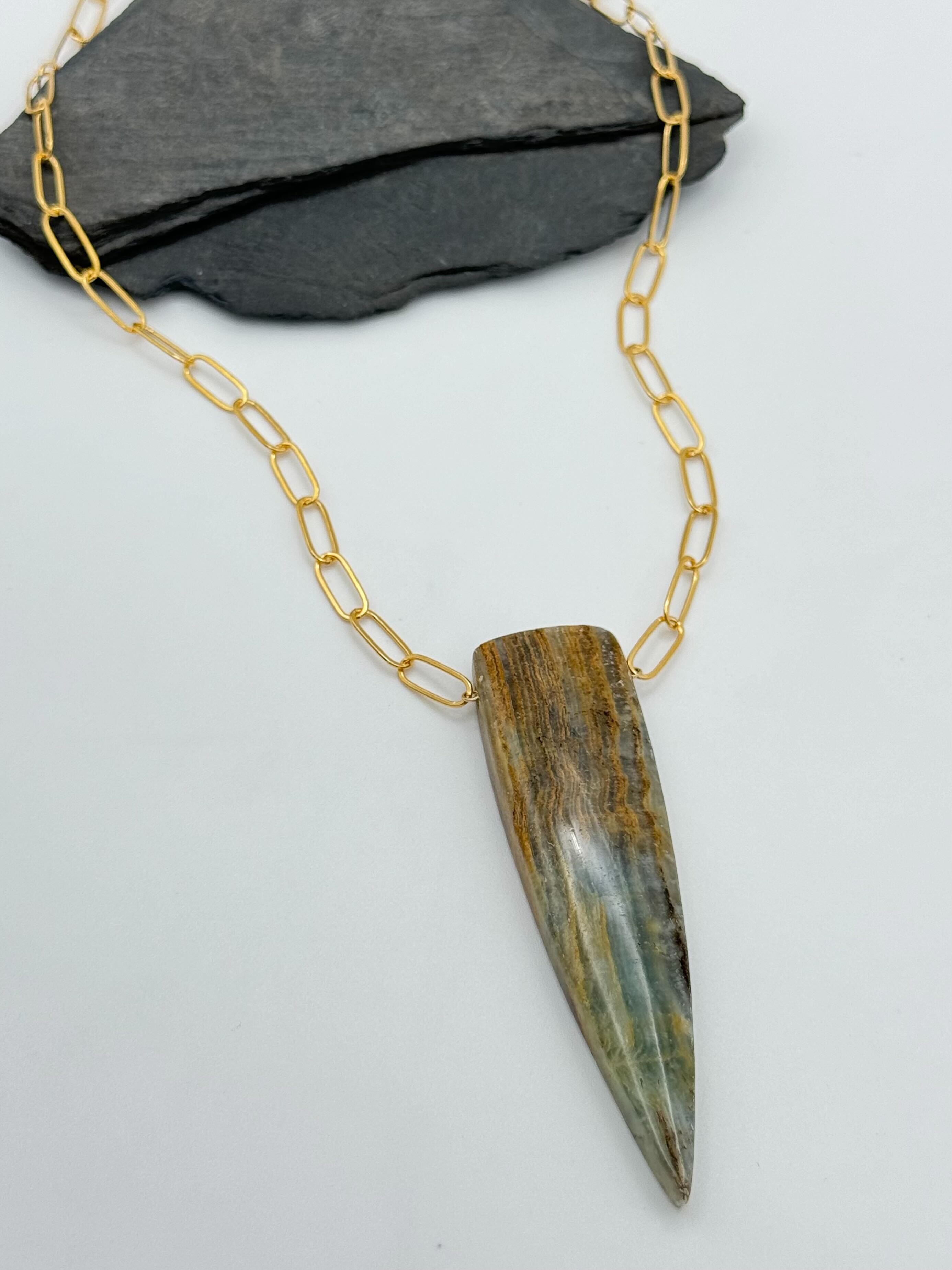 •AEON• blue calcite + gold necklace (ADJ to 20")