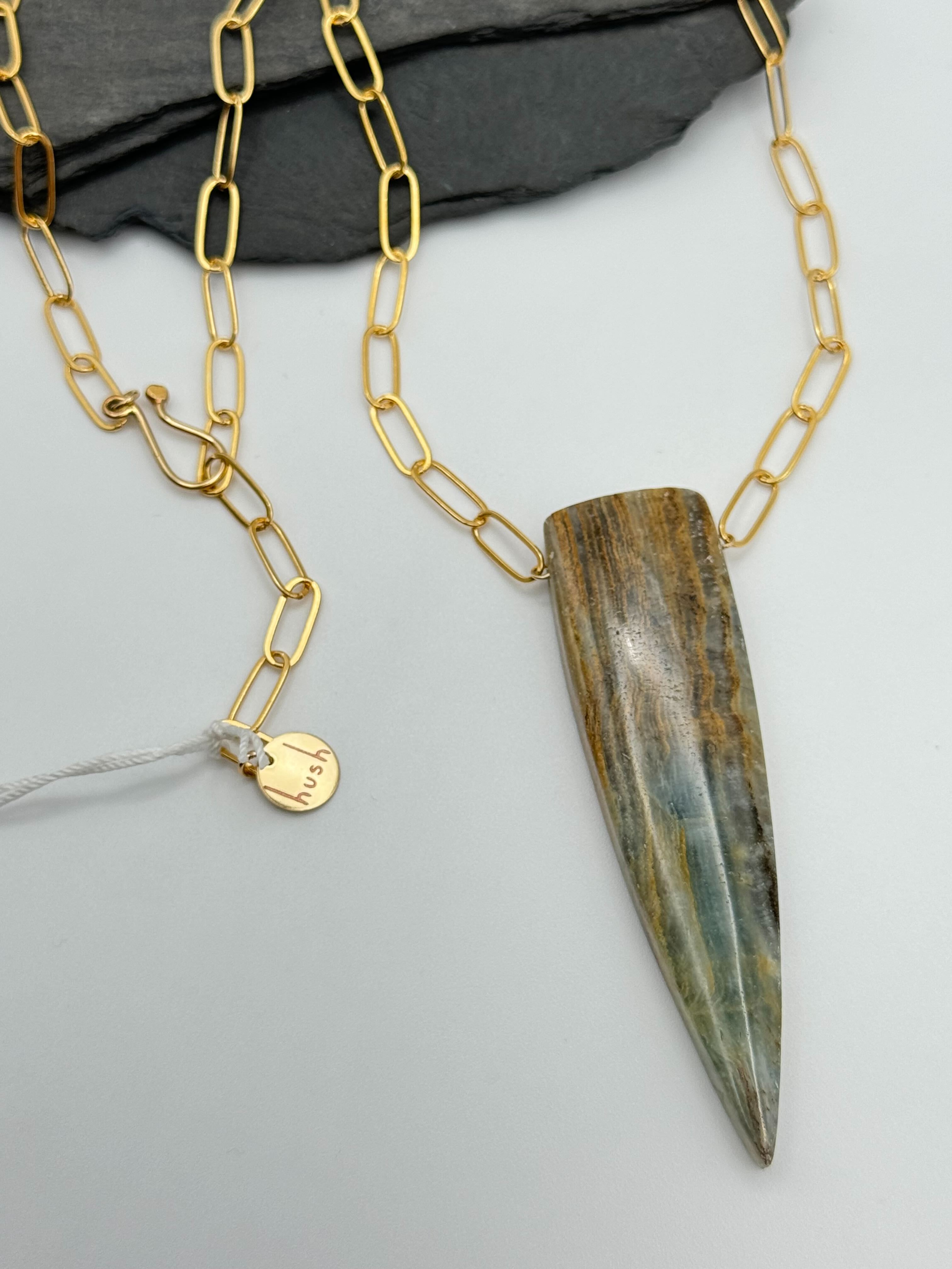 •AEON• blue calcite + gold necklace (ADJ to 20")