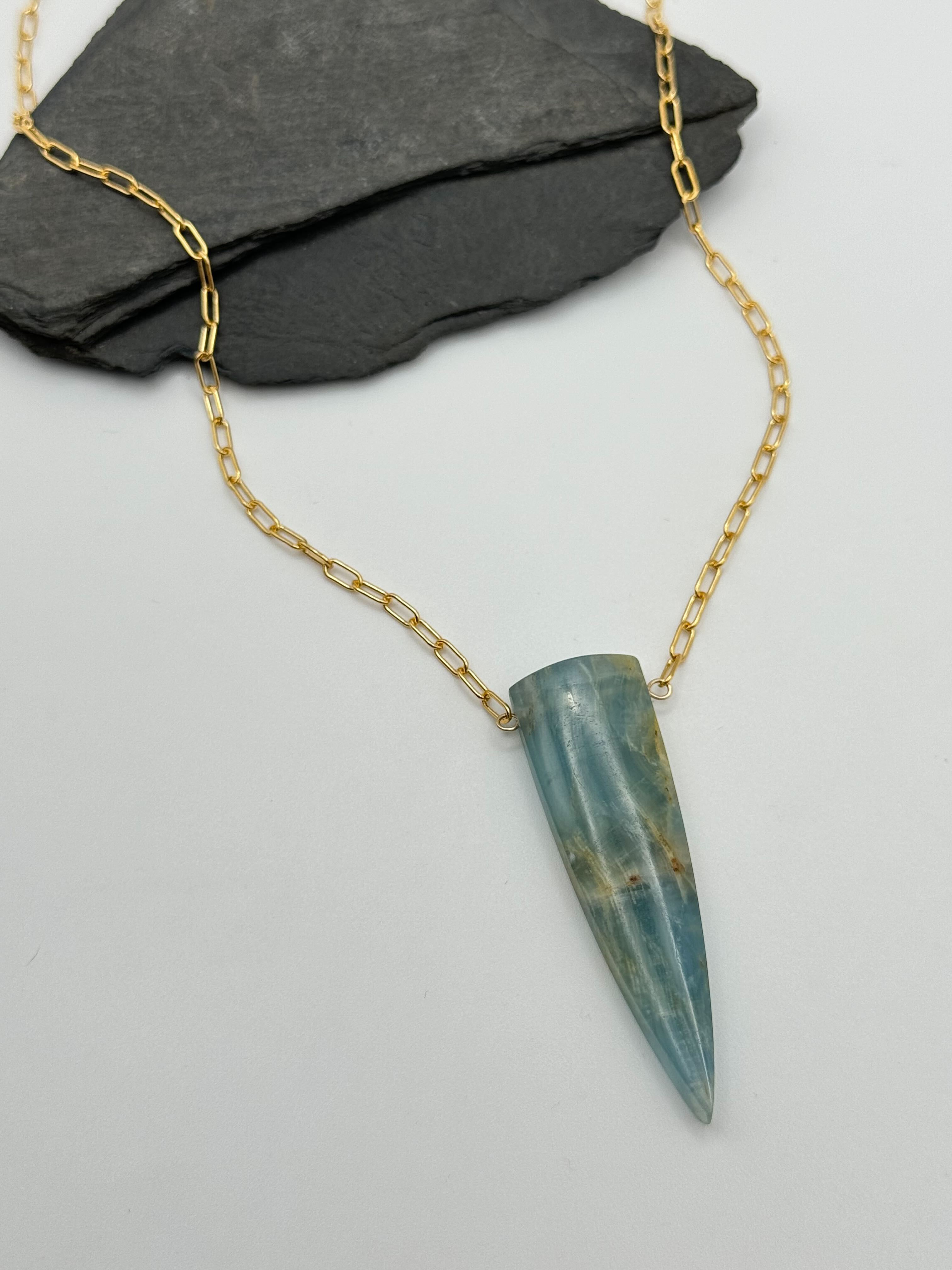 •AEON• blue calcite + gold necklace (18"-20" long)