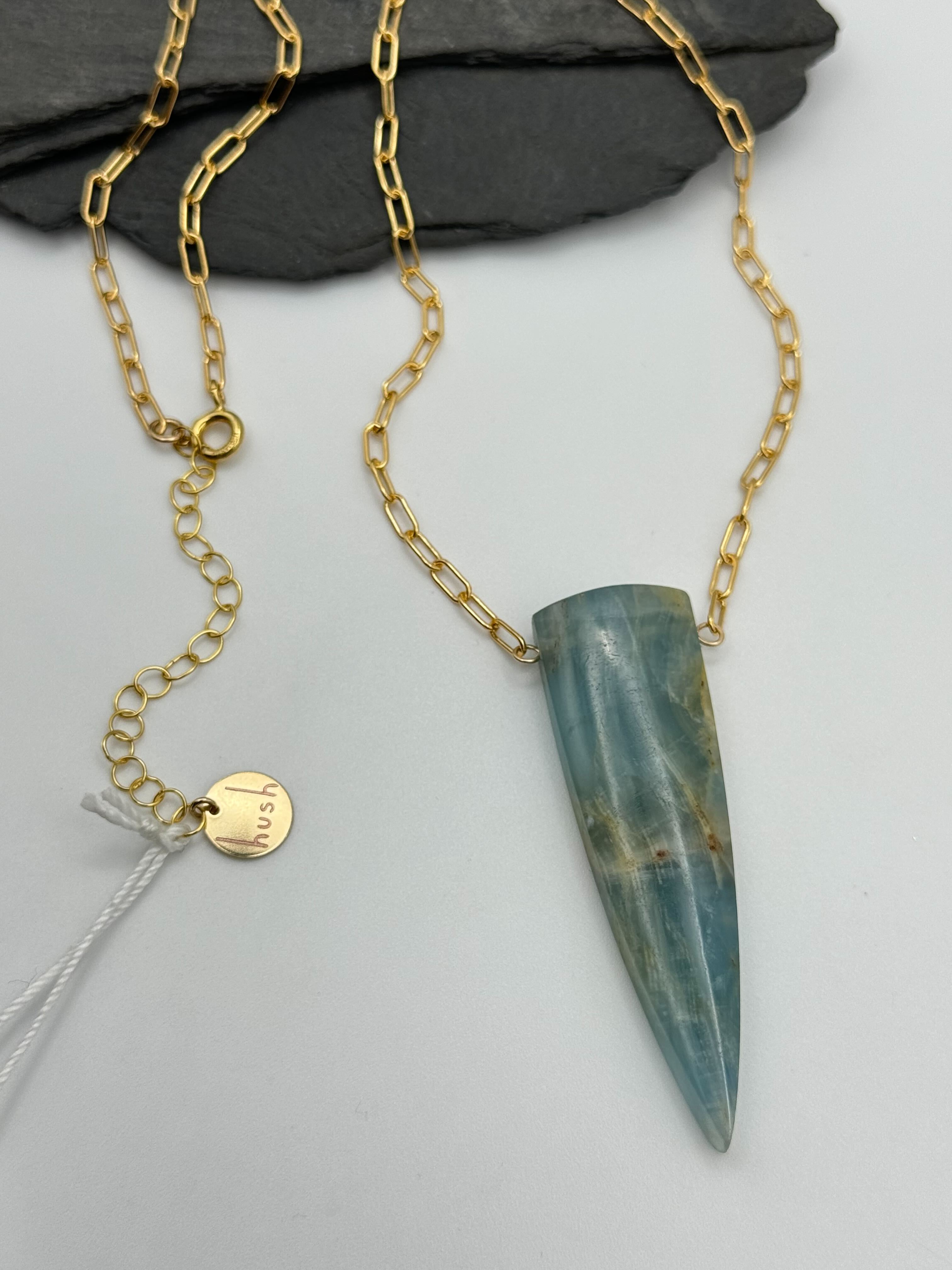 •AEON• blue calcite + gold necklace (18"-20" long)