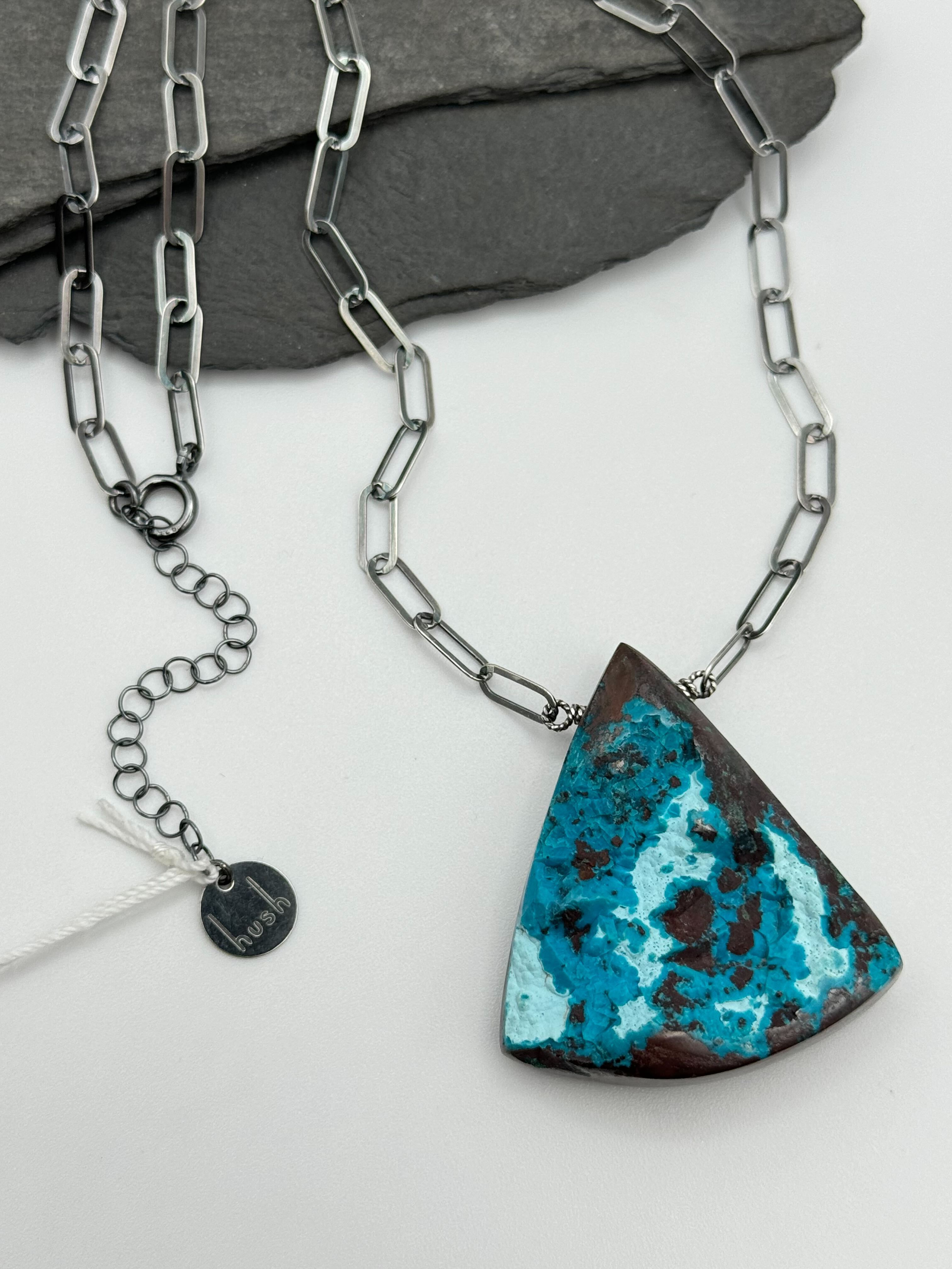 •AEON• arizona chrysocolla + silver necklace (18"-20" long)