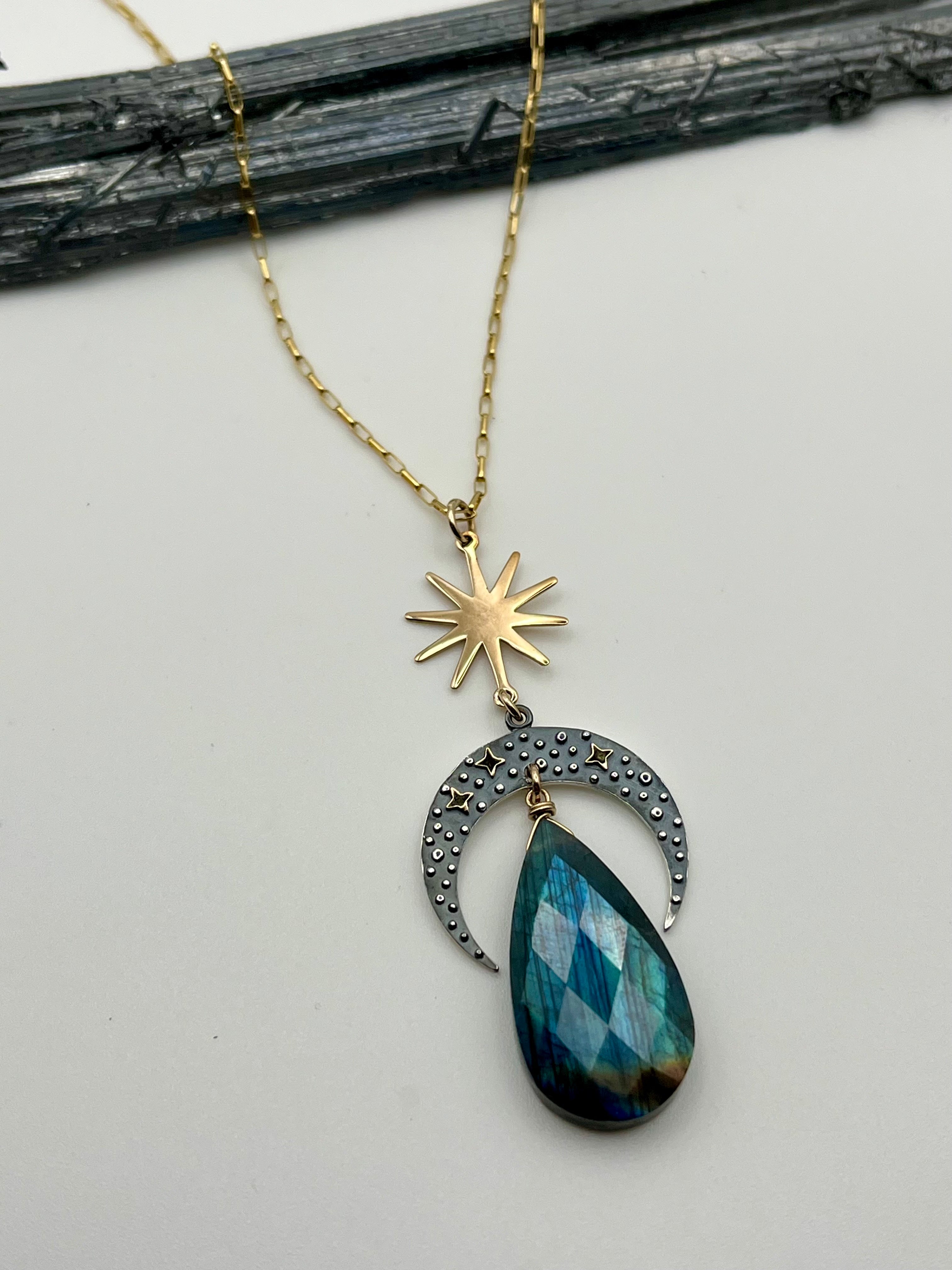 •NYX• labradorite + mixed metal necklace (26-28" long)