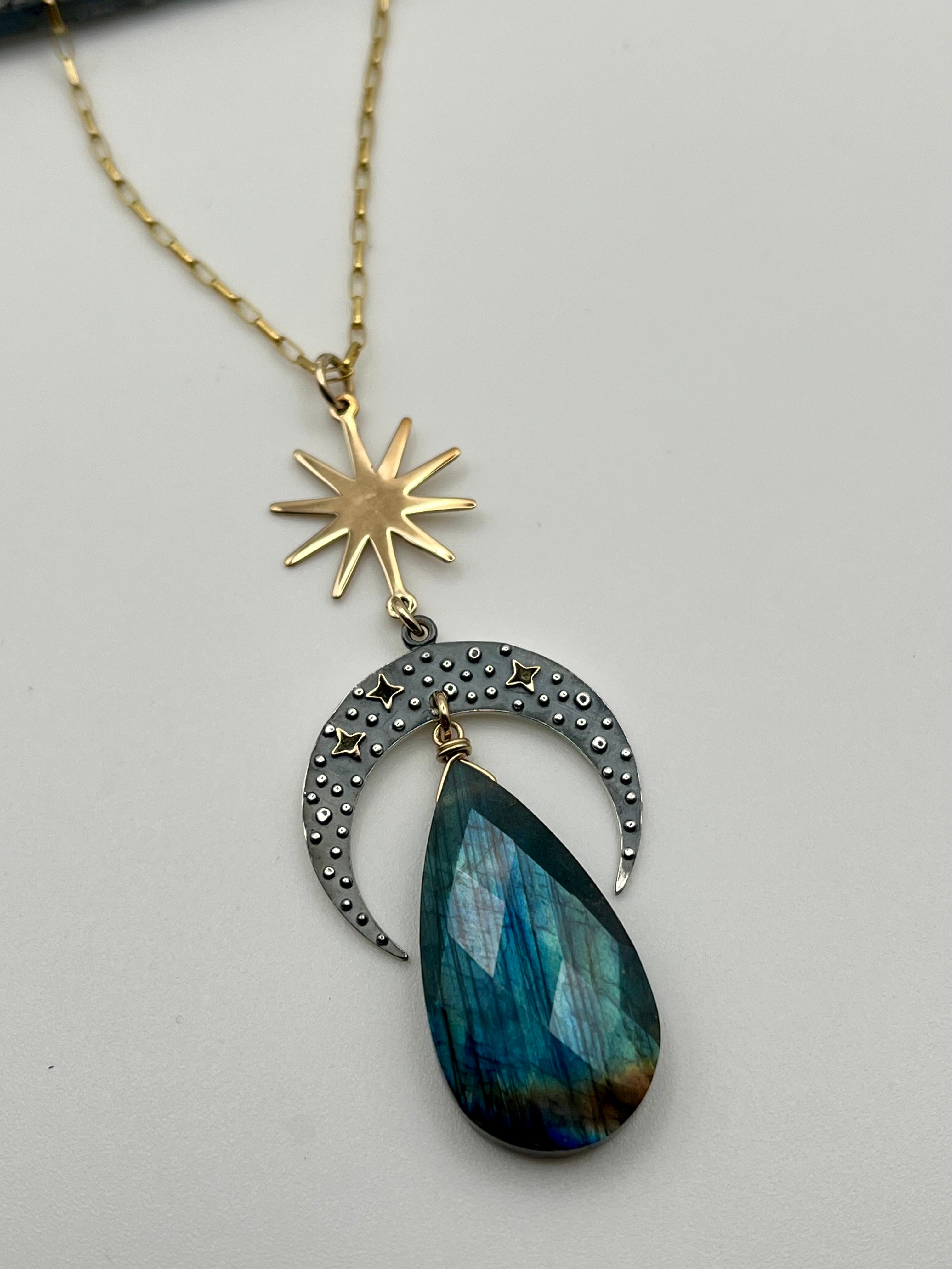 •NYX• labradorite + mixed metal necklace (26-28" long)