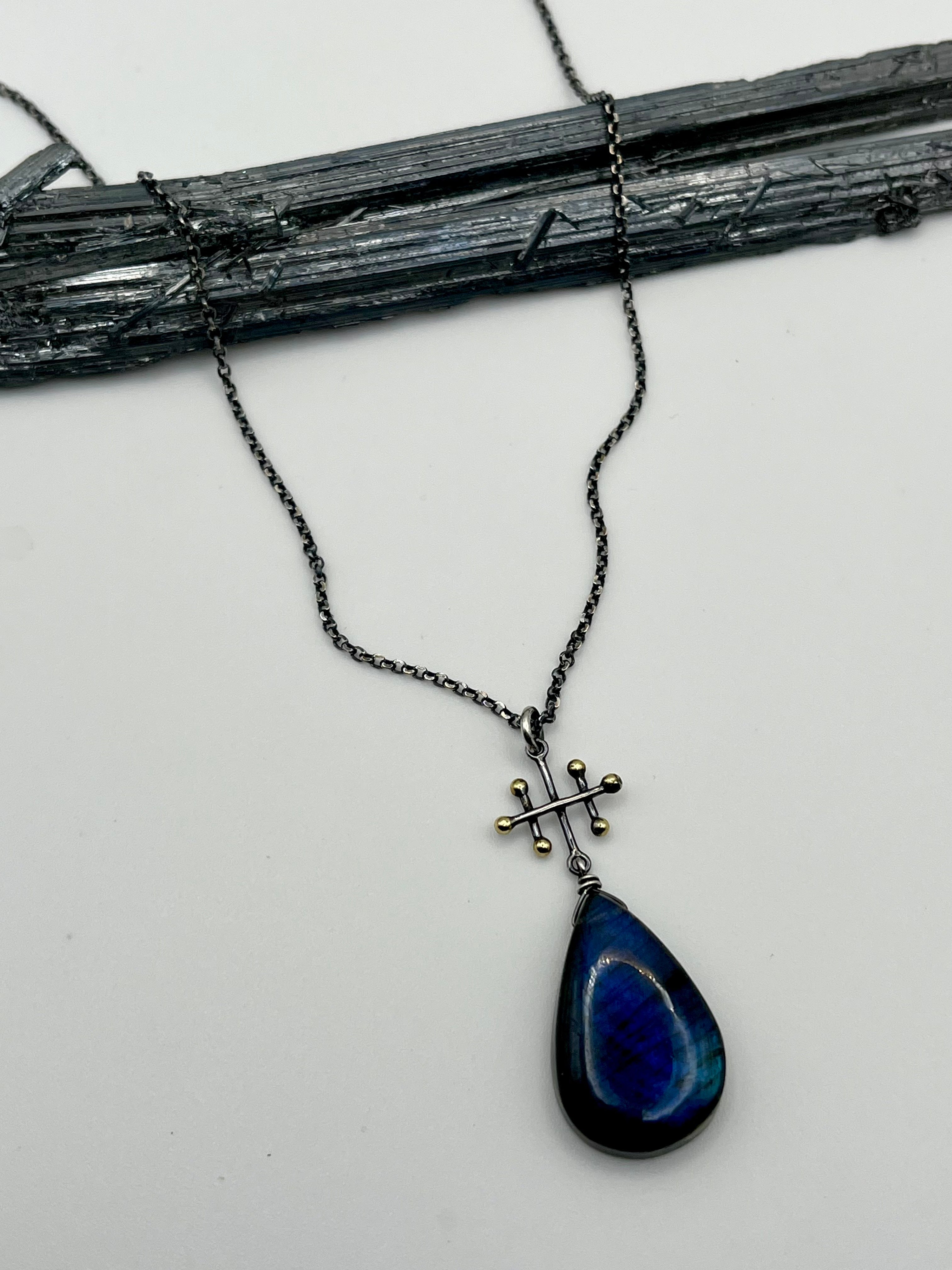 •INVOKE• labradorite + mixed metal necklace (26-28" long)