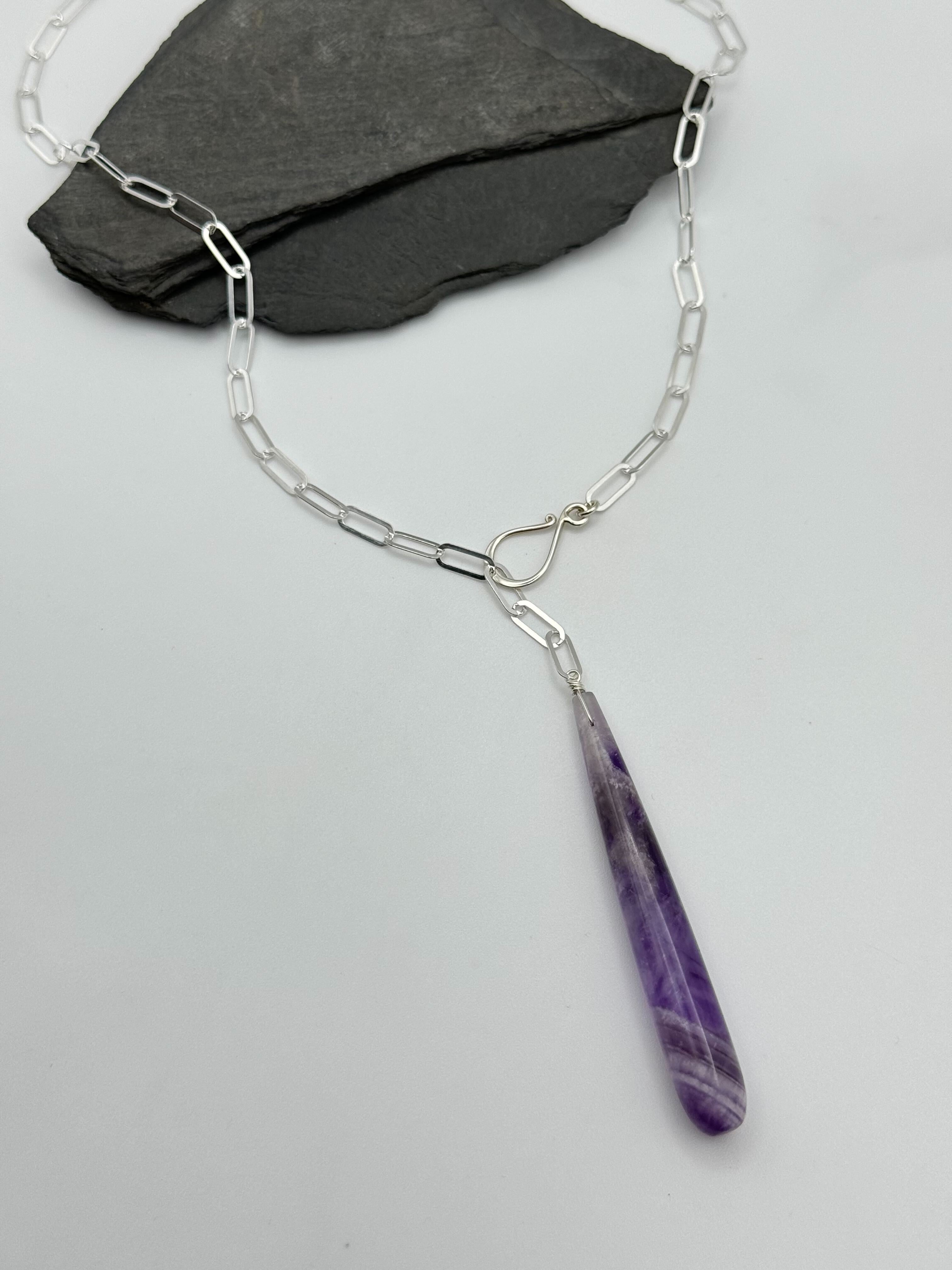 •LINKED• amethyst + silver necklace (ADJ to 19")