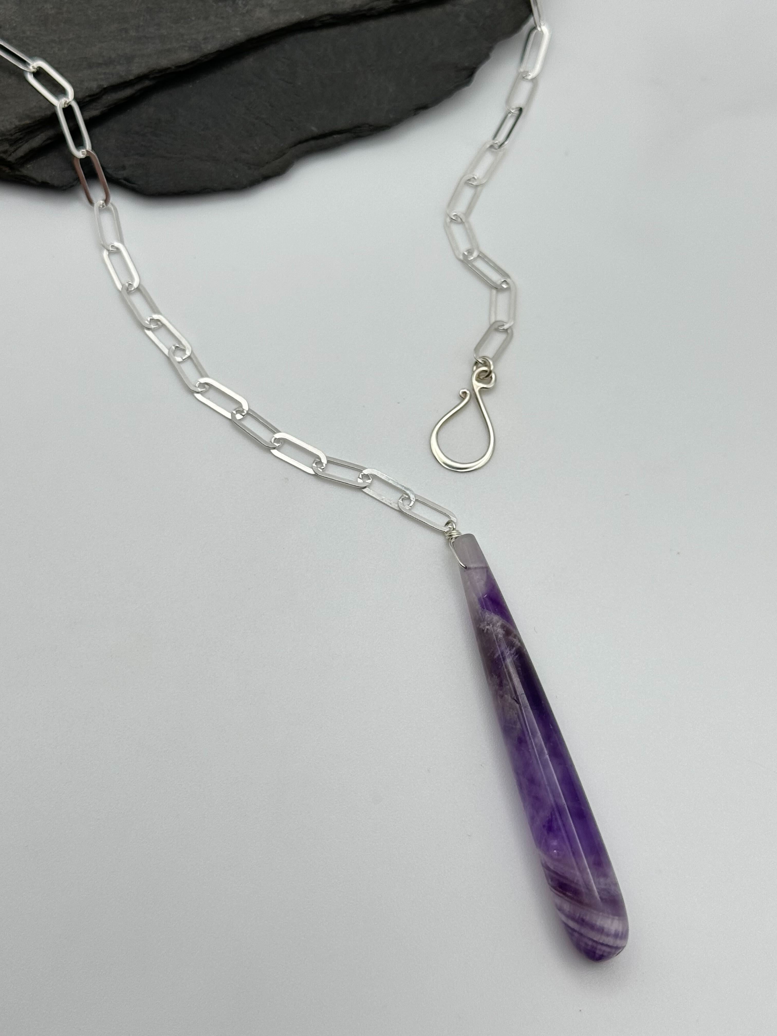 •LINKED• amethyst + silver necklace (ADJ to 19")