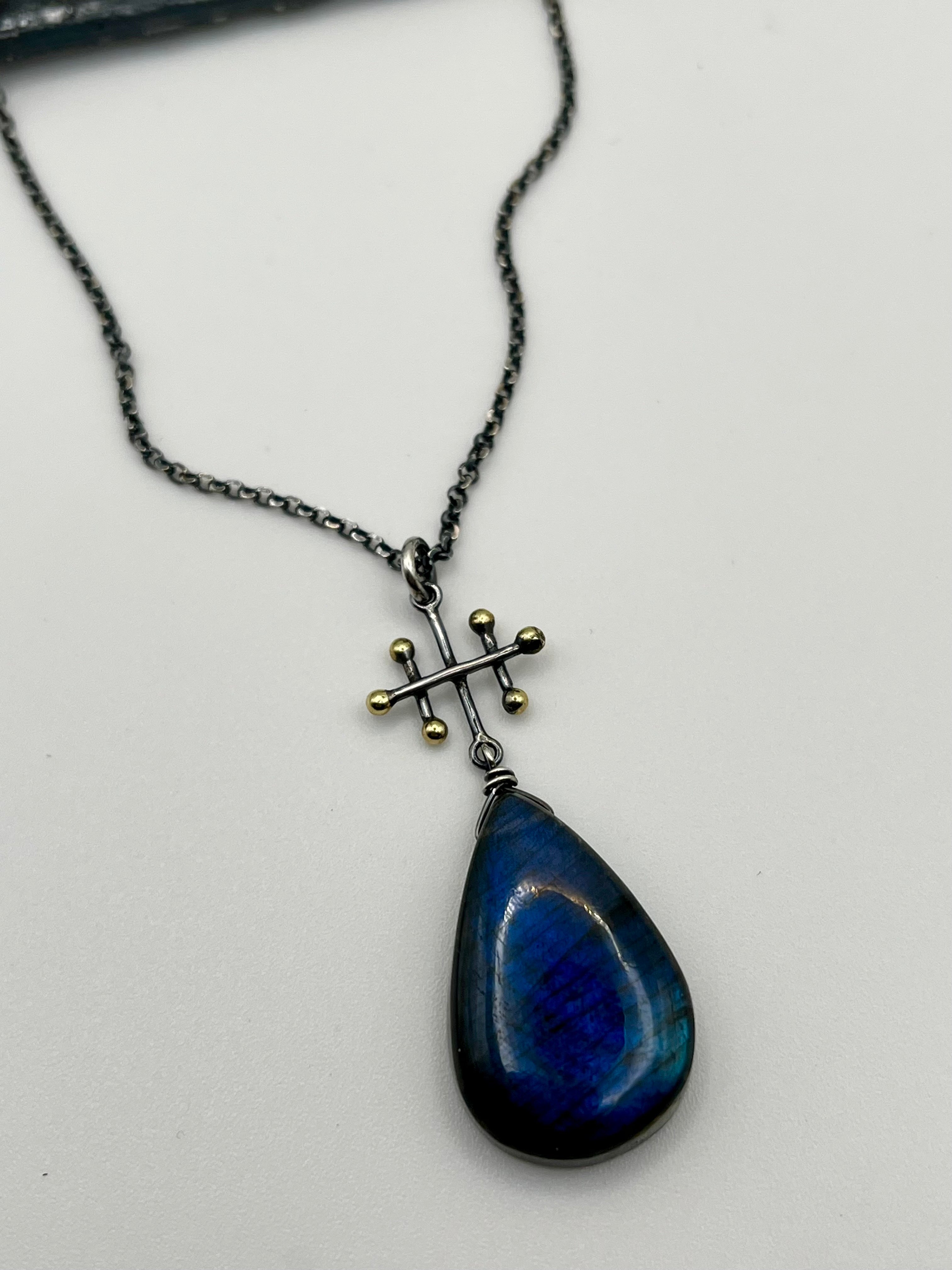 •INVOKE• labradorite + mixed metal necklace (26-28" long)