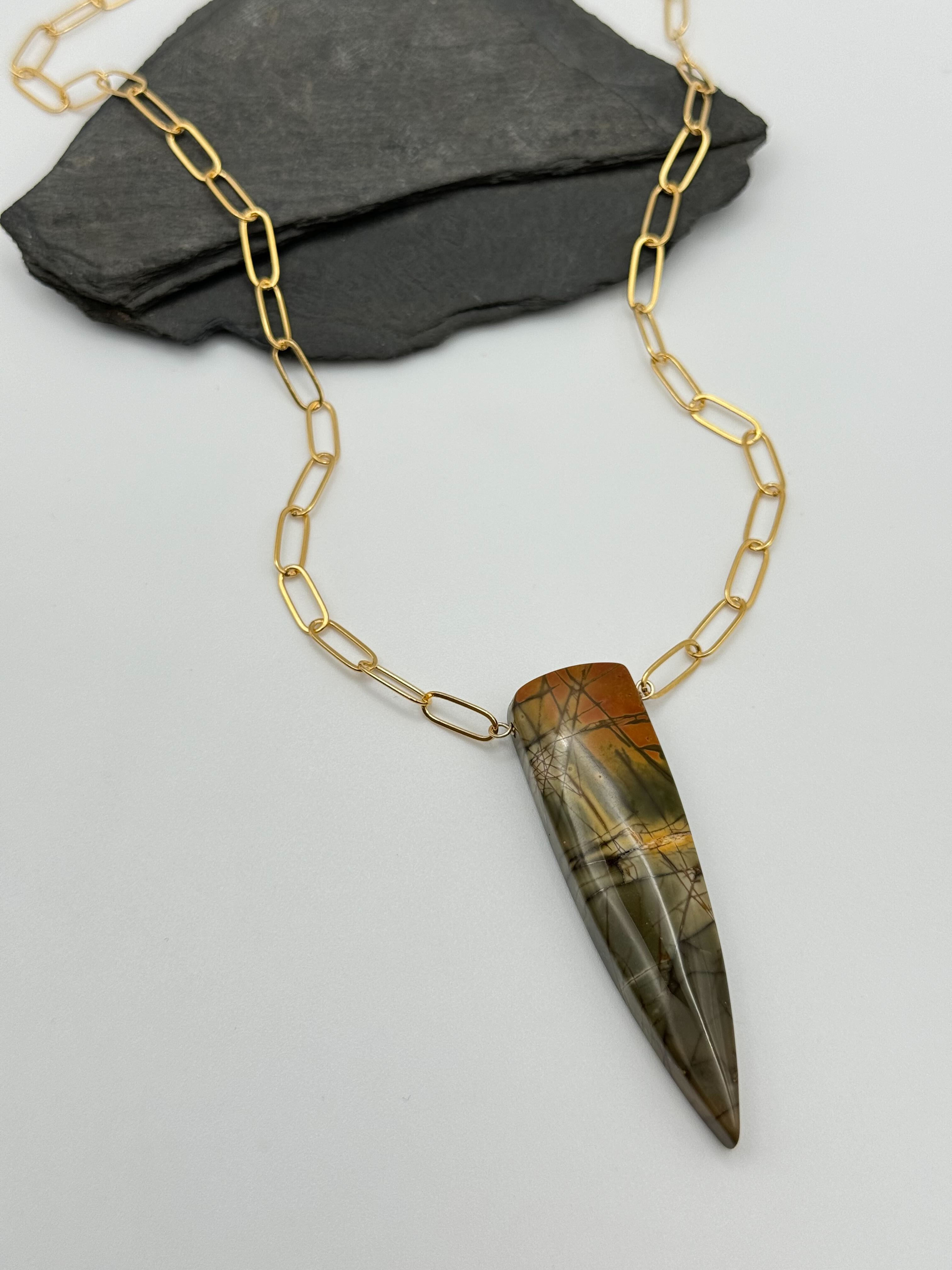 •AEON• australian red creek jasper + gold necklace (18"-20")