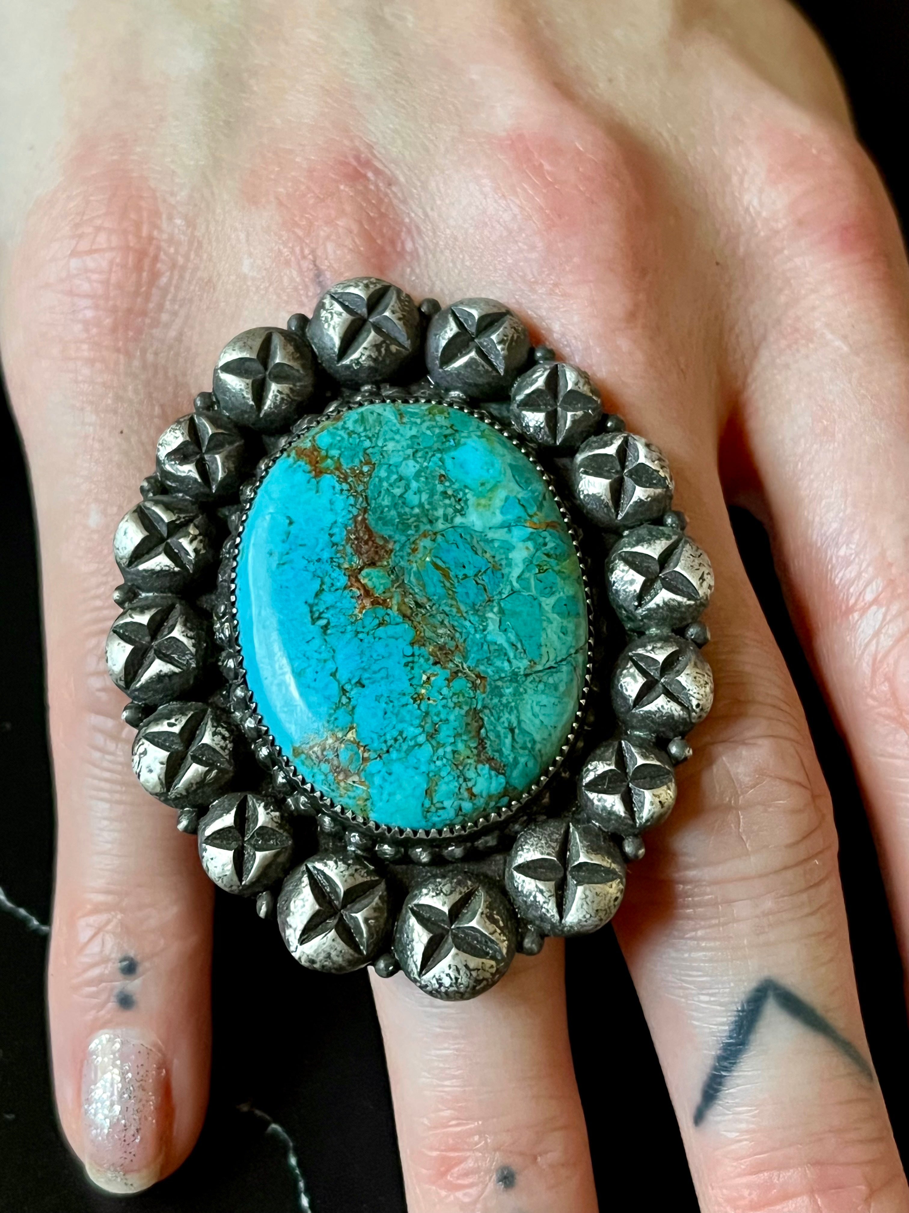 •LOOKING GLASS• chrysocolla + silver ring - SIZE 7.75