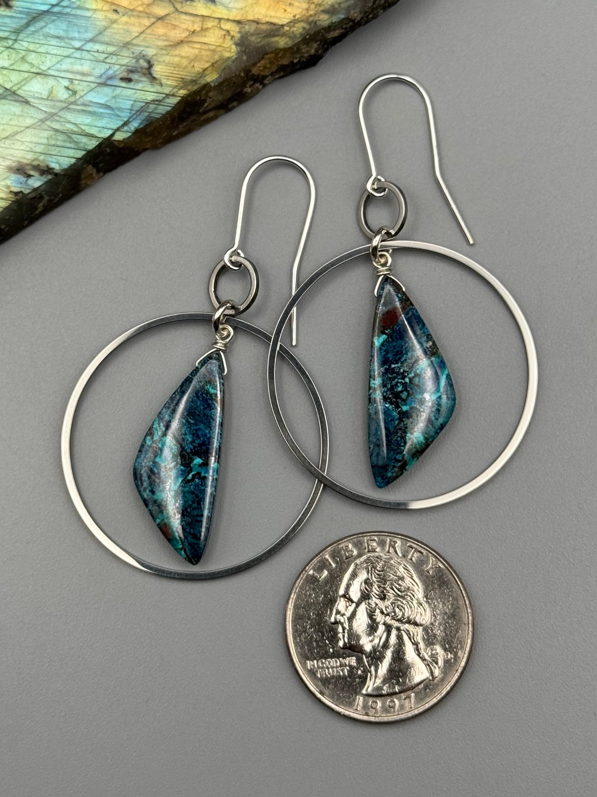 •EQUA-LUNA• shattuckite wing + silver earrings