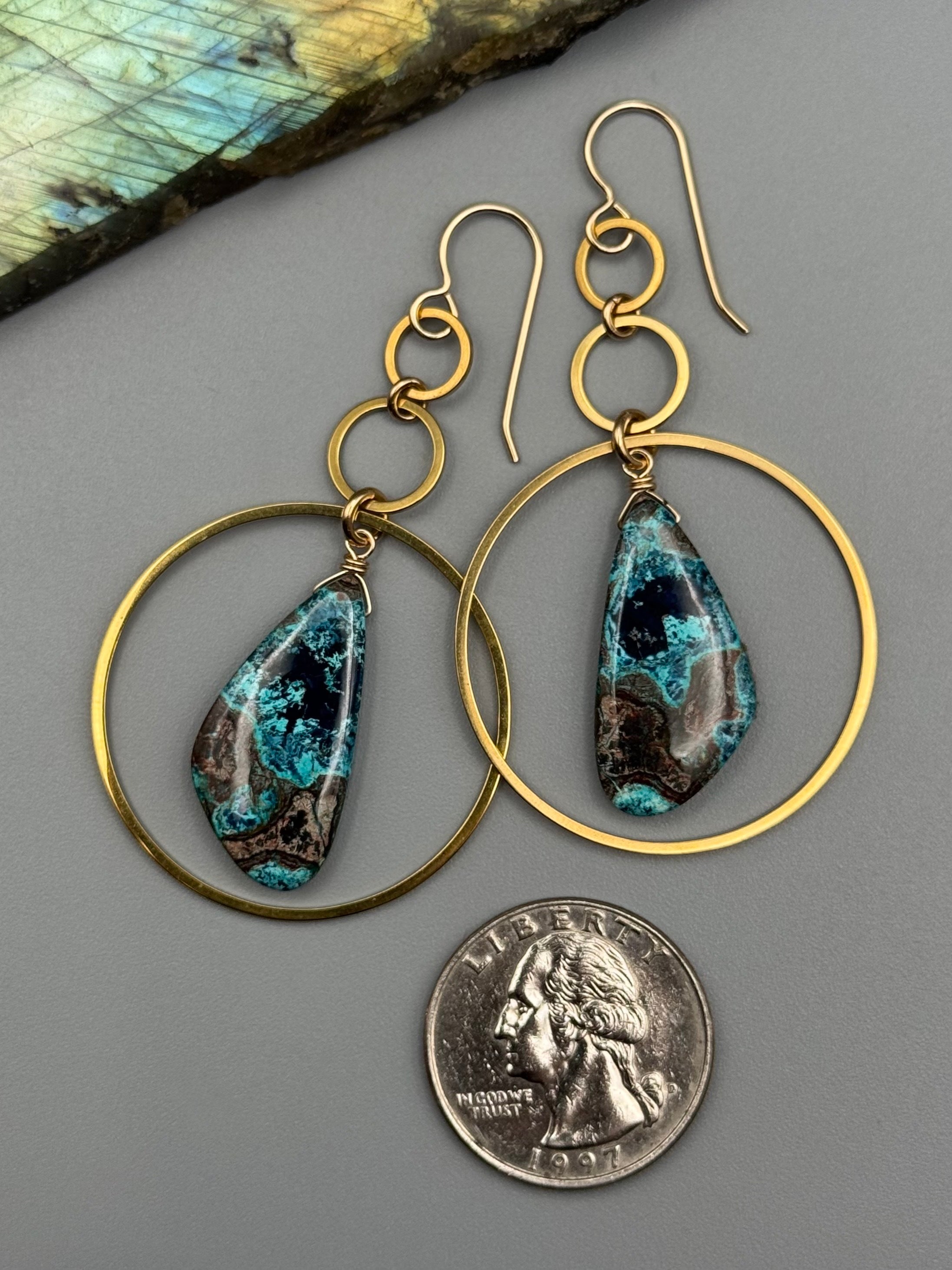 •6 OF CUPS• shattuckite wing + gold earrings