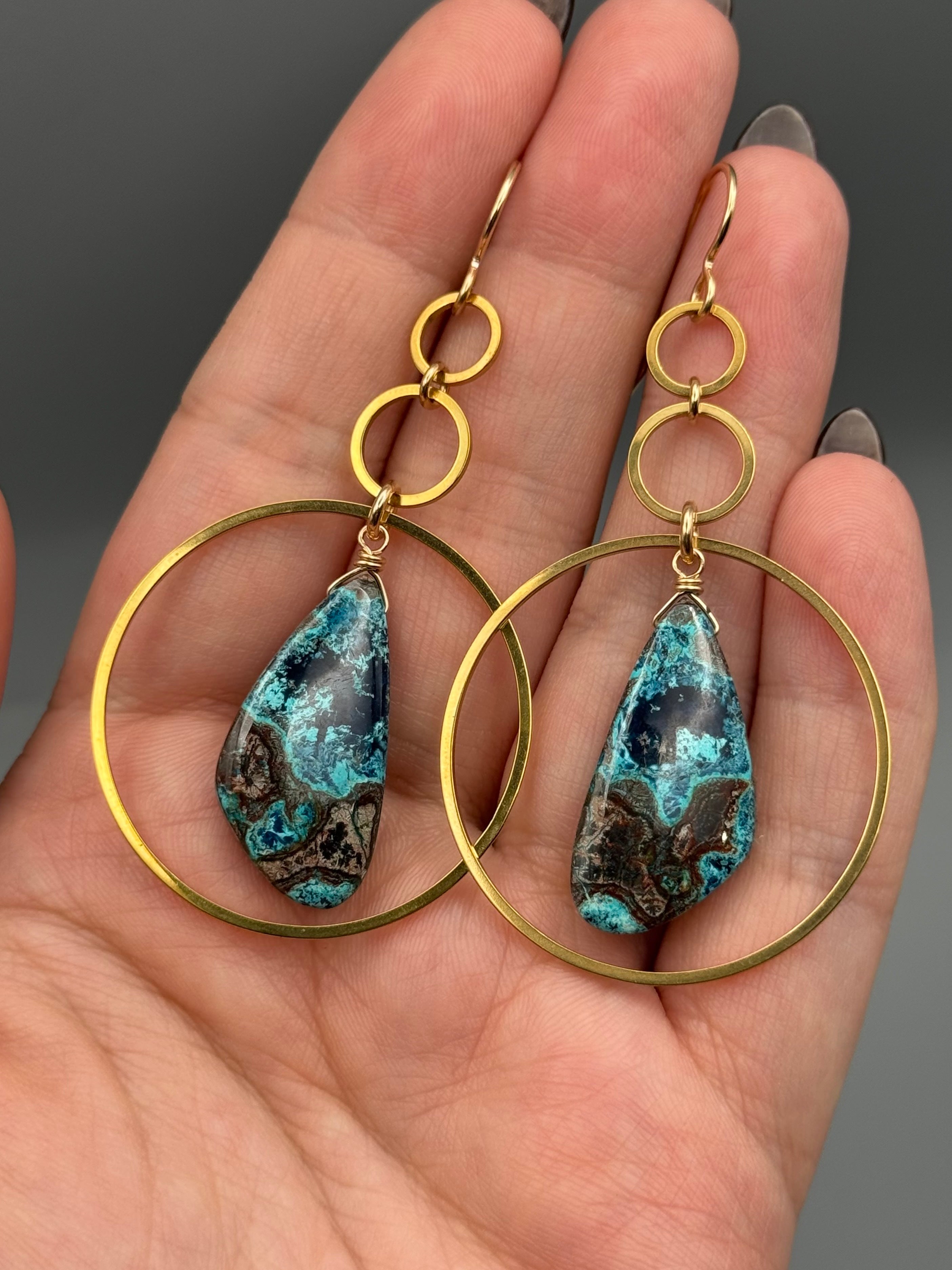 •6 OF CUPS• shattuckite wing + gold earrings