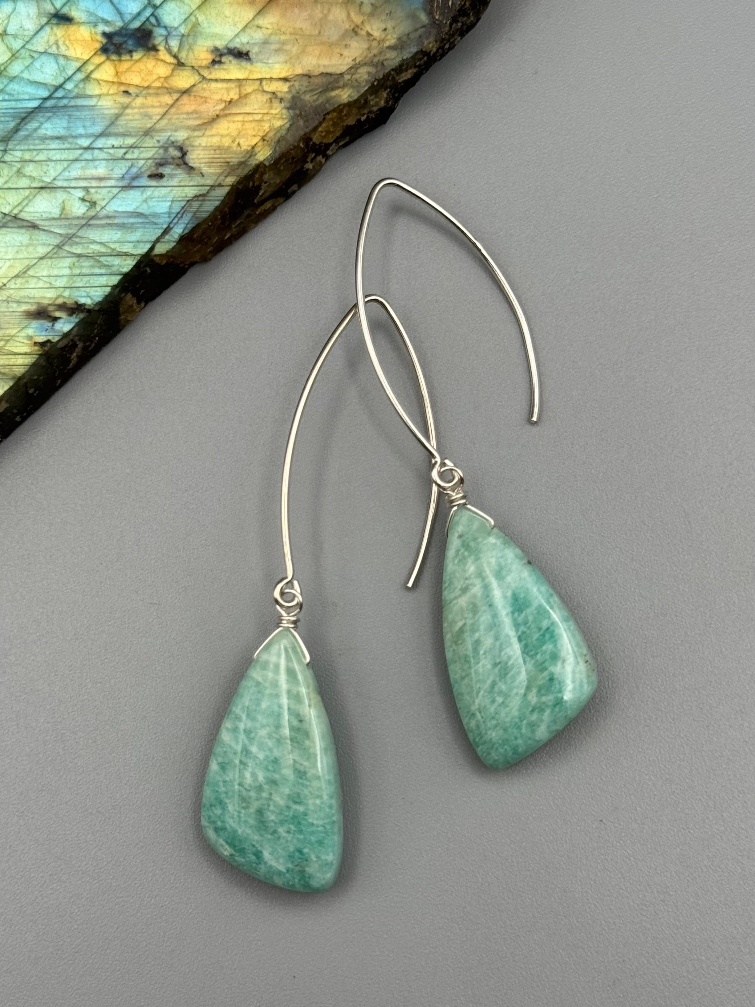 •STRAY• amazonite wing + silver earrings