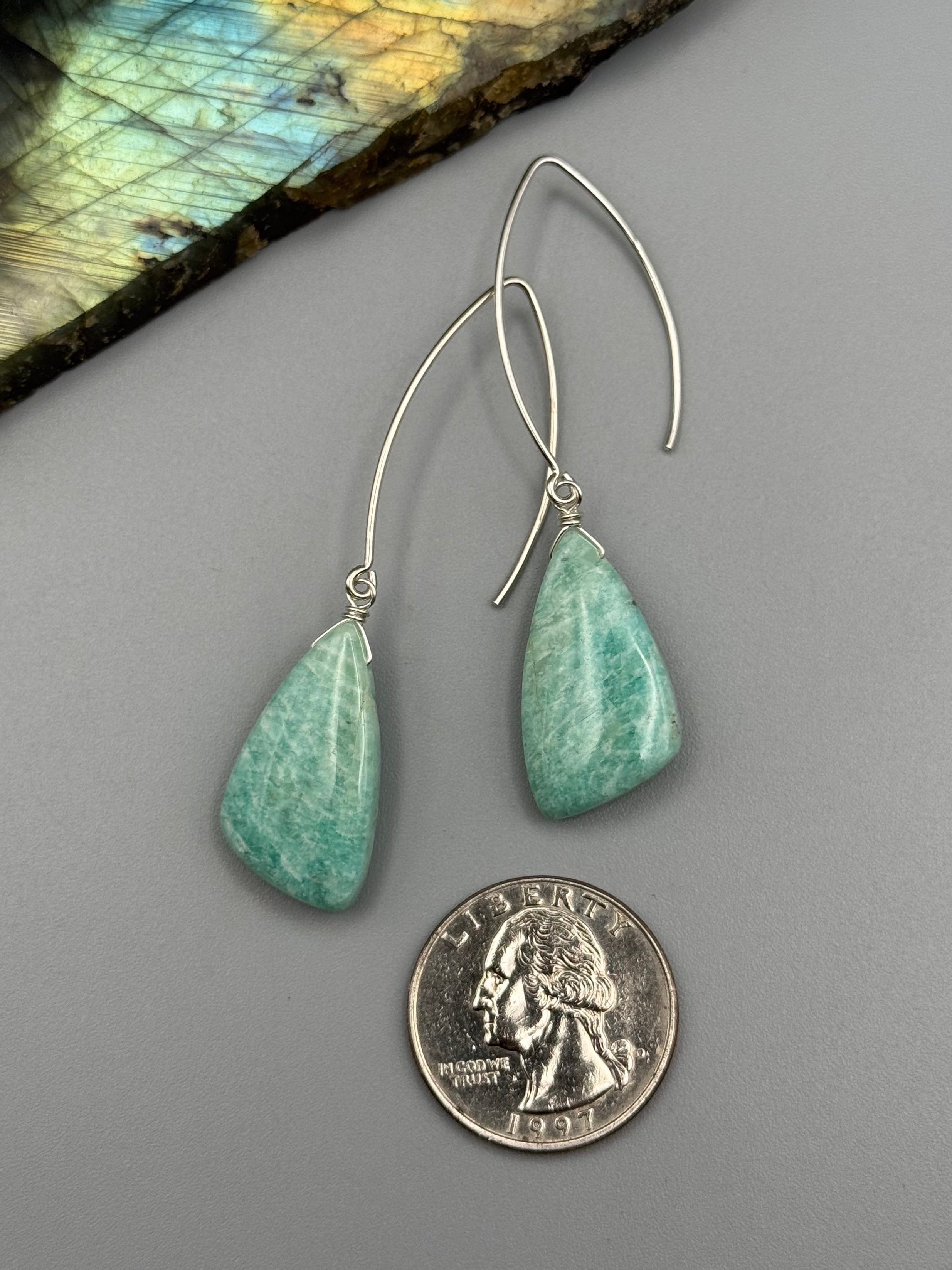 •STRAY• amazonite wing + silver earrings