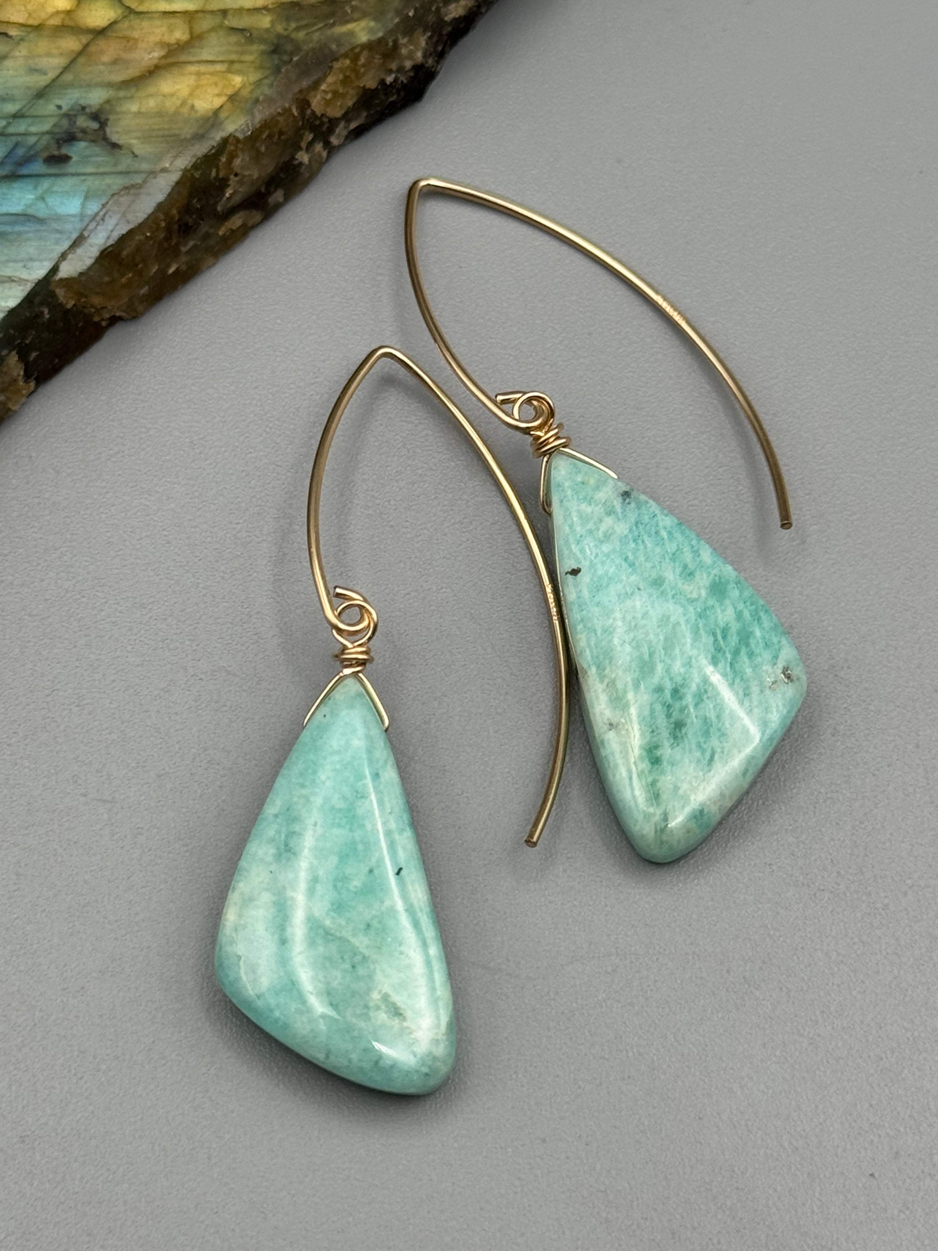 •STRAY• amazonite wing + gold earrings