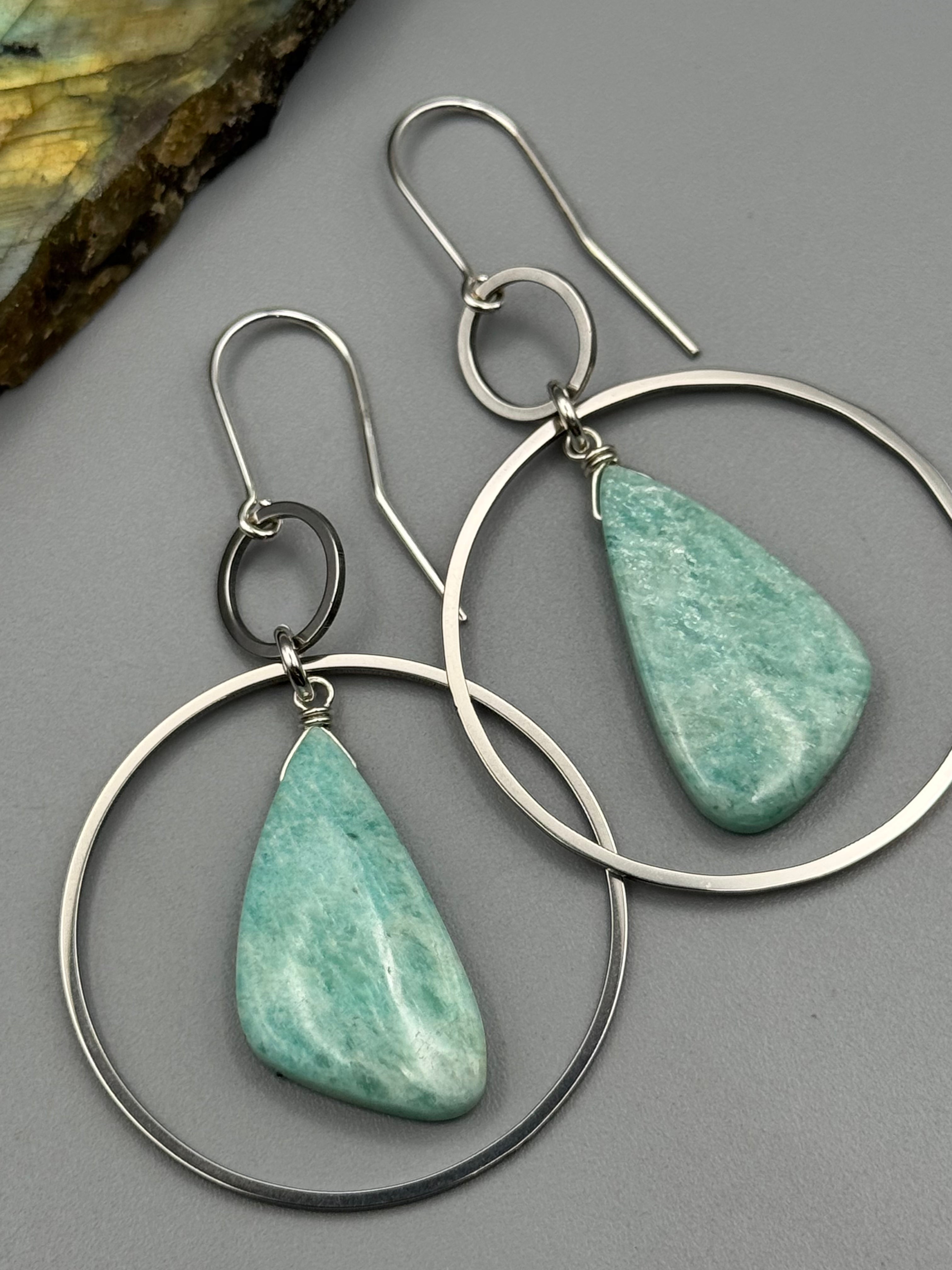 •EQUA-LUNA• amazonite wing + silver earrings
