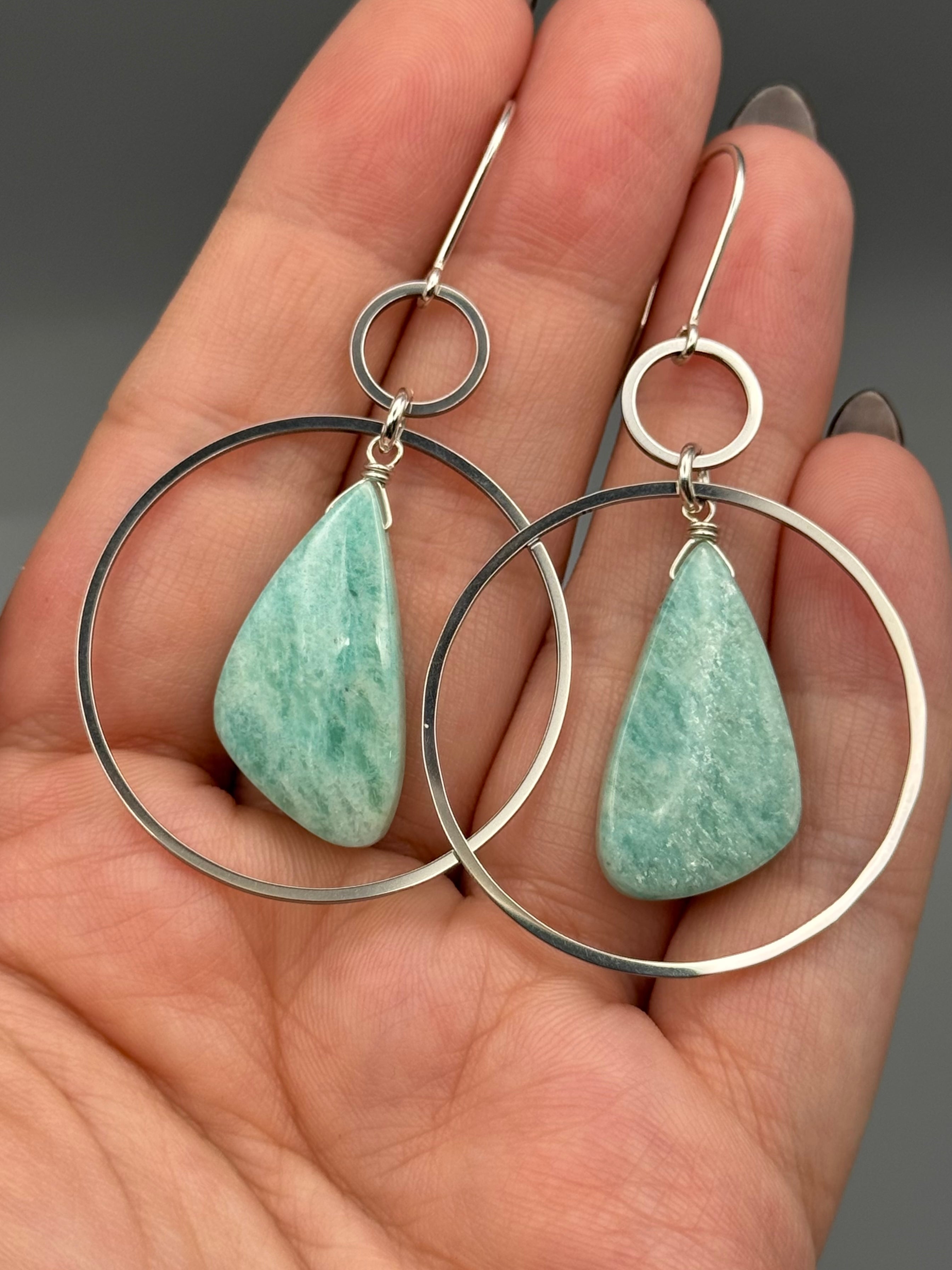 •EQUA-LUNA• amazonite wing + silver earrings