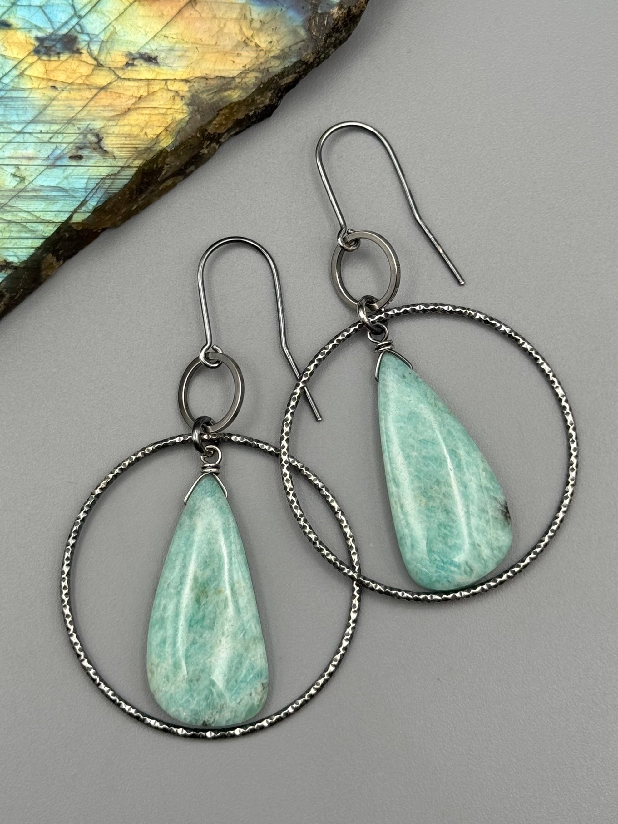 •EQUA-LUNA• amazonite tear + silver earrings