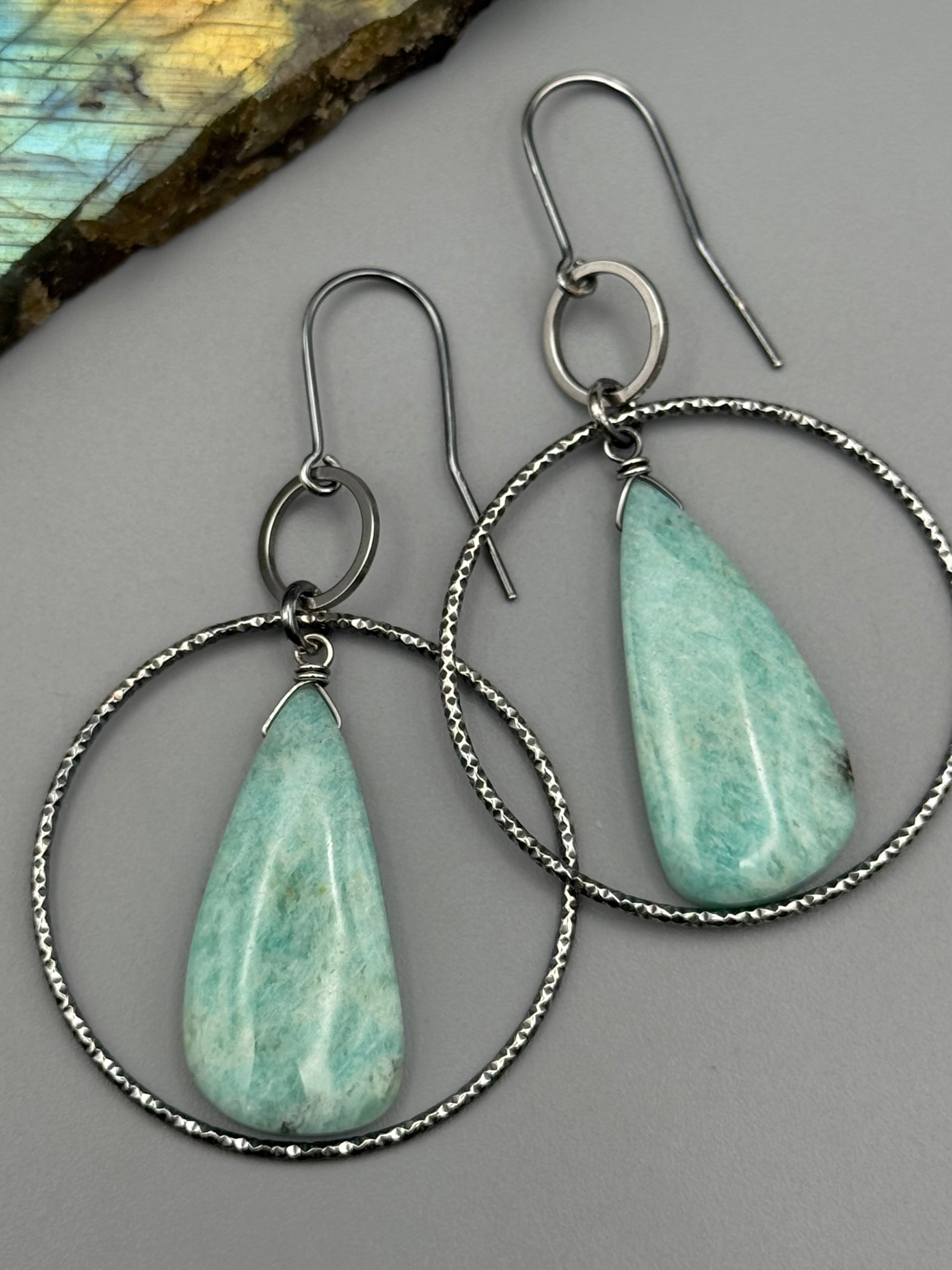 •EQUA-LUNA• amazonite tear + silver earrings