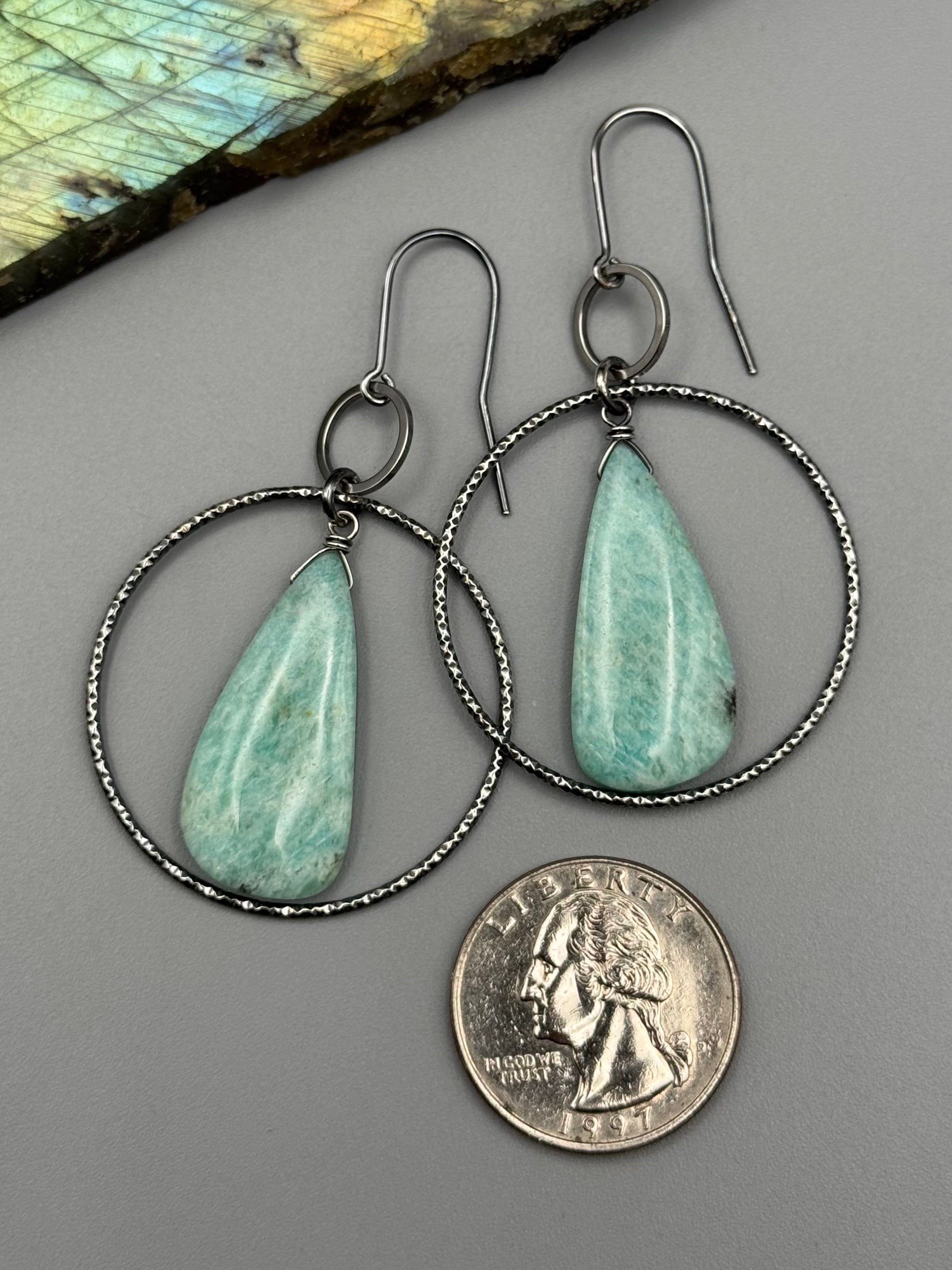 •EQUA-LUNA• amazonite tear + silver earrings