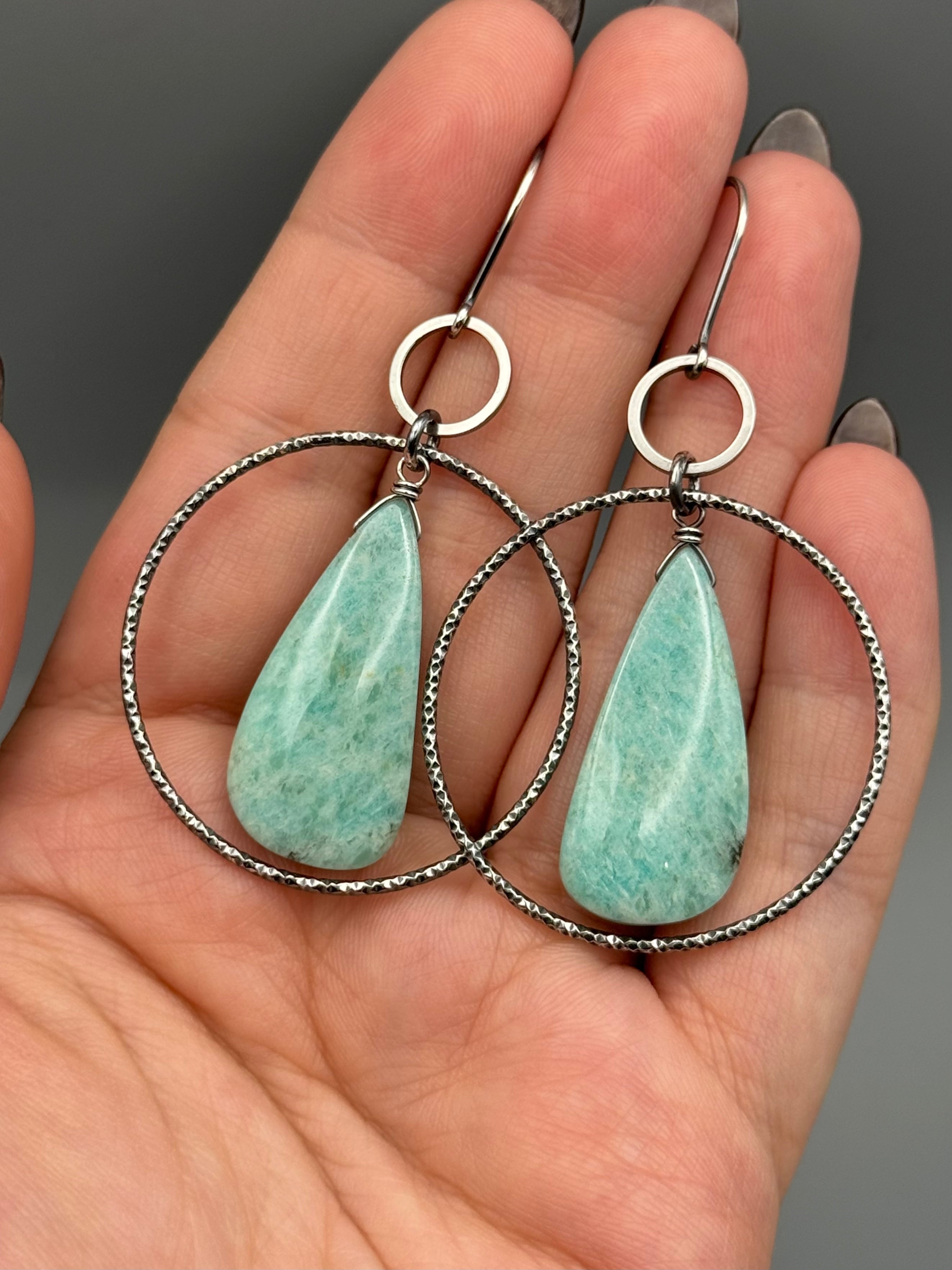 •EQUA-LUNA• amazonite tear + silver earrings
