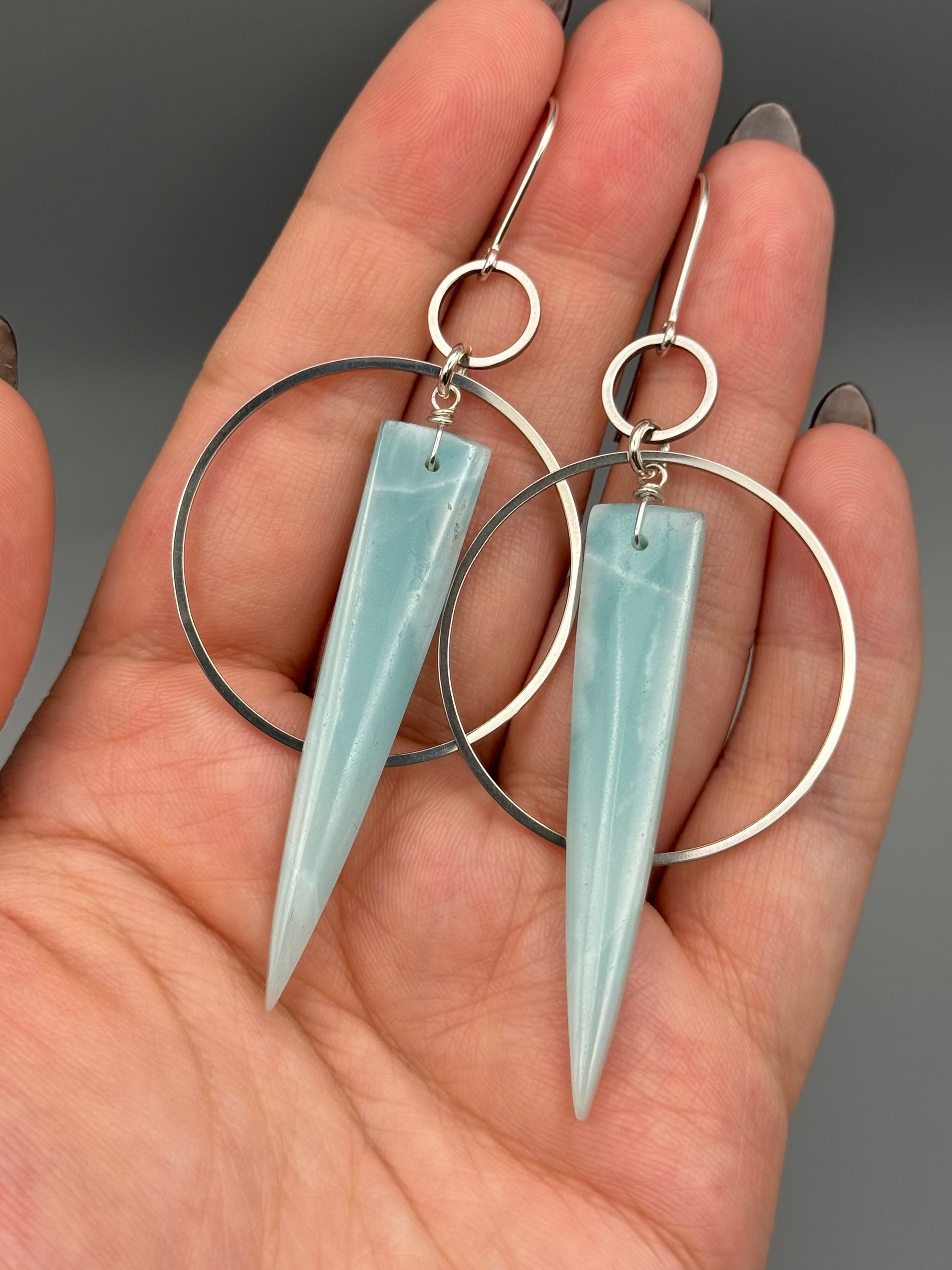 •EQUA-ORBIT• amazonite fang + silver earrings