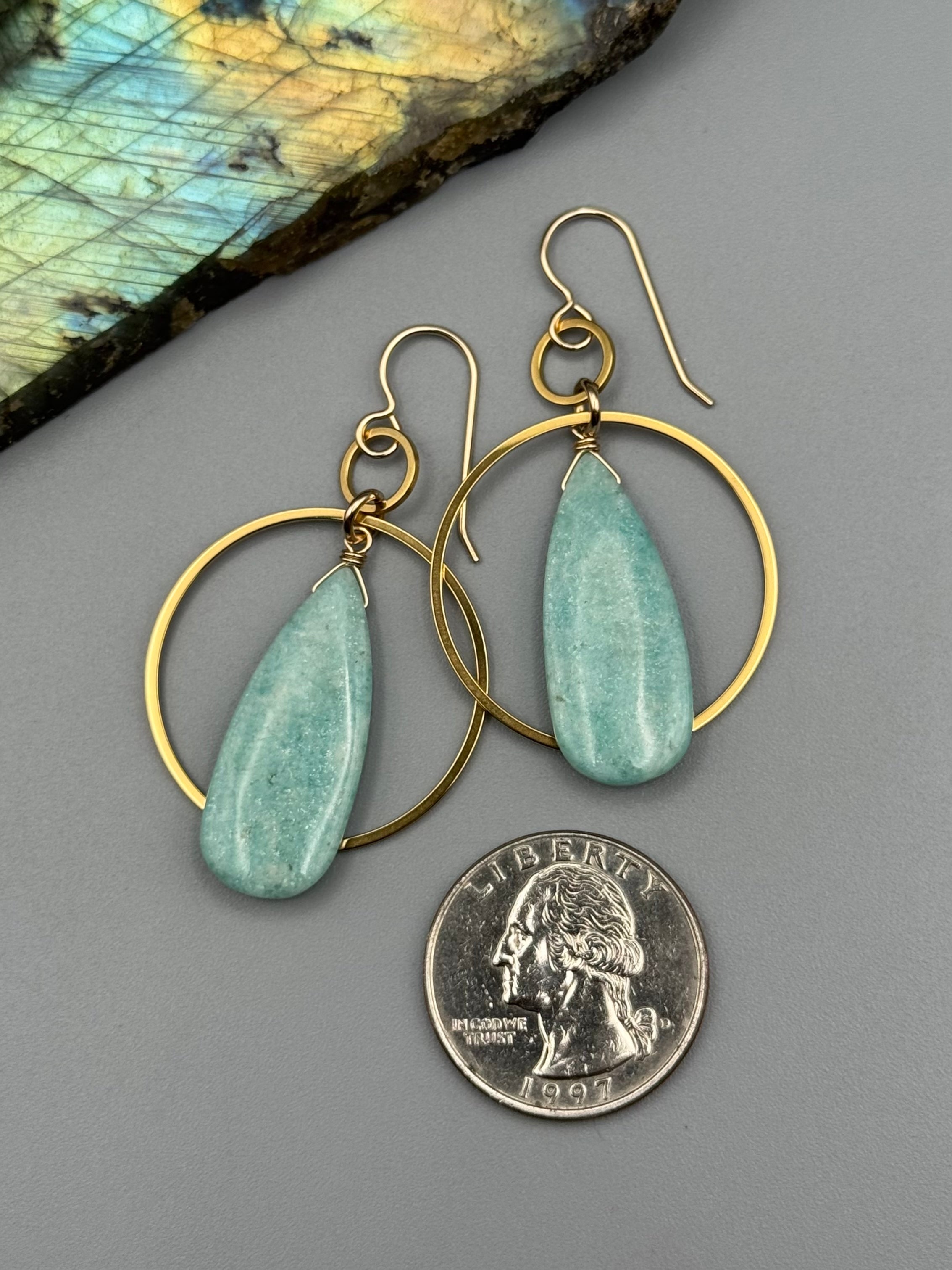 •EQUA-ORBIT• amazonite tear + gold earrings