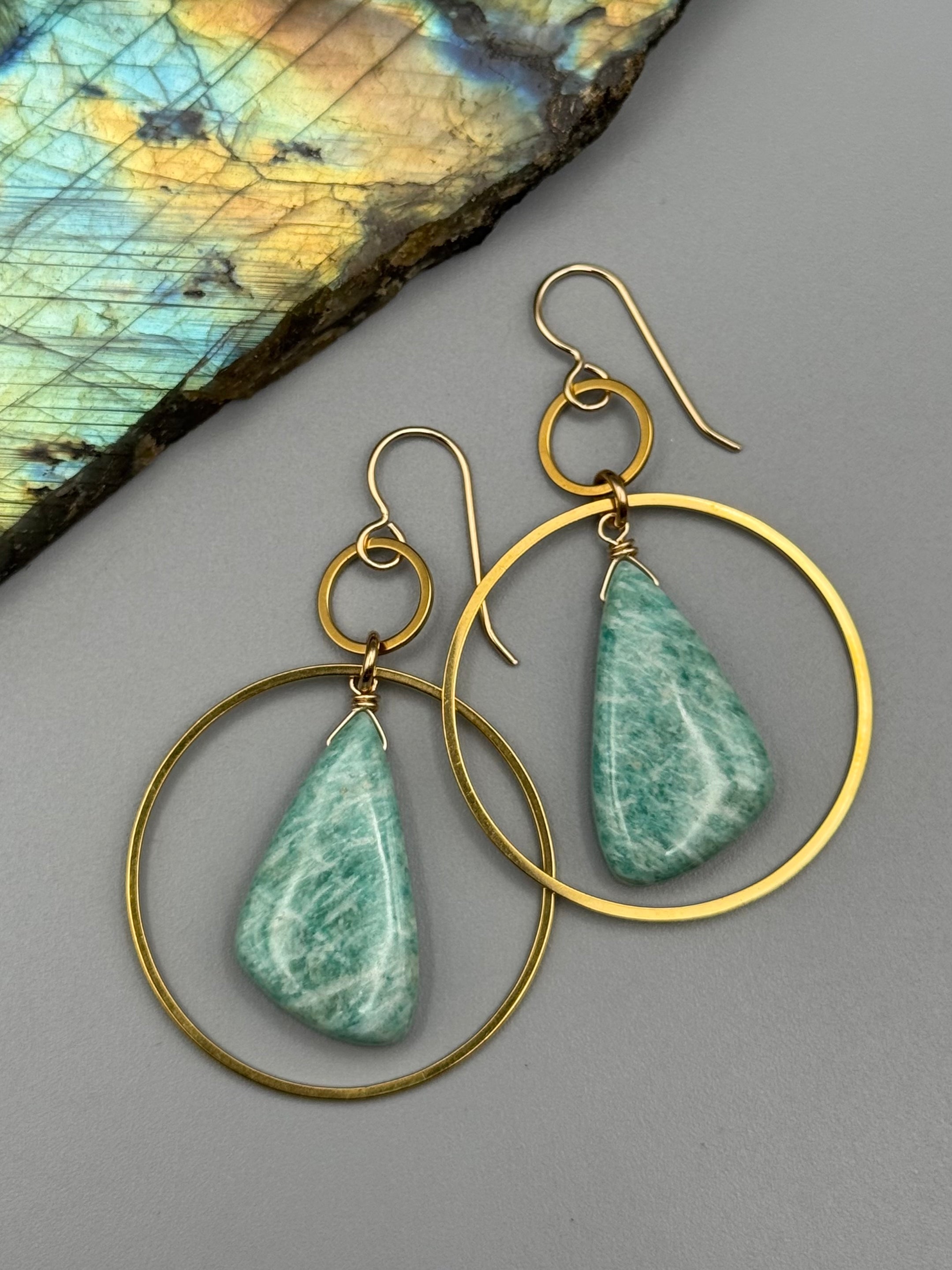 •EQUA-LUNA• amazonite wing + gold earrings