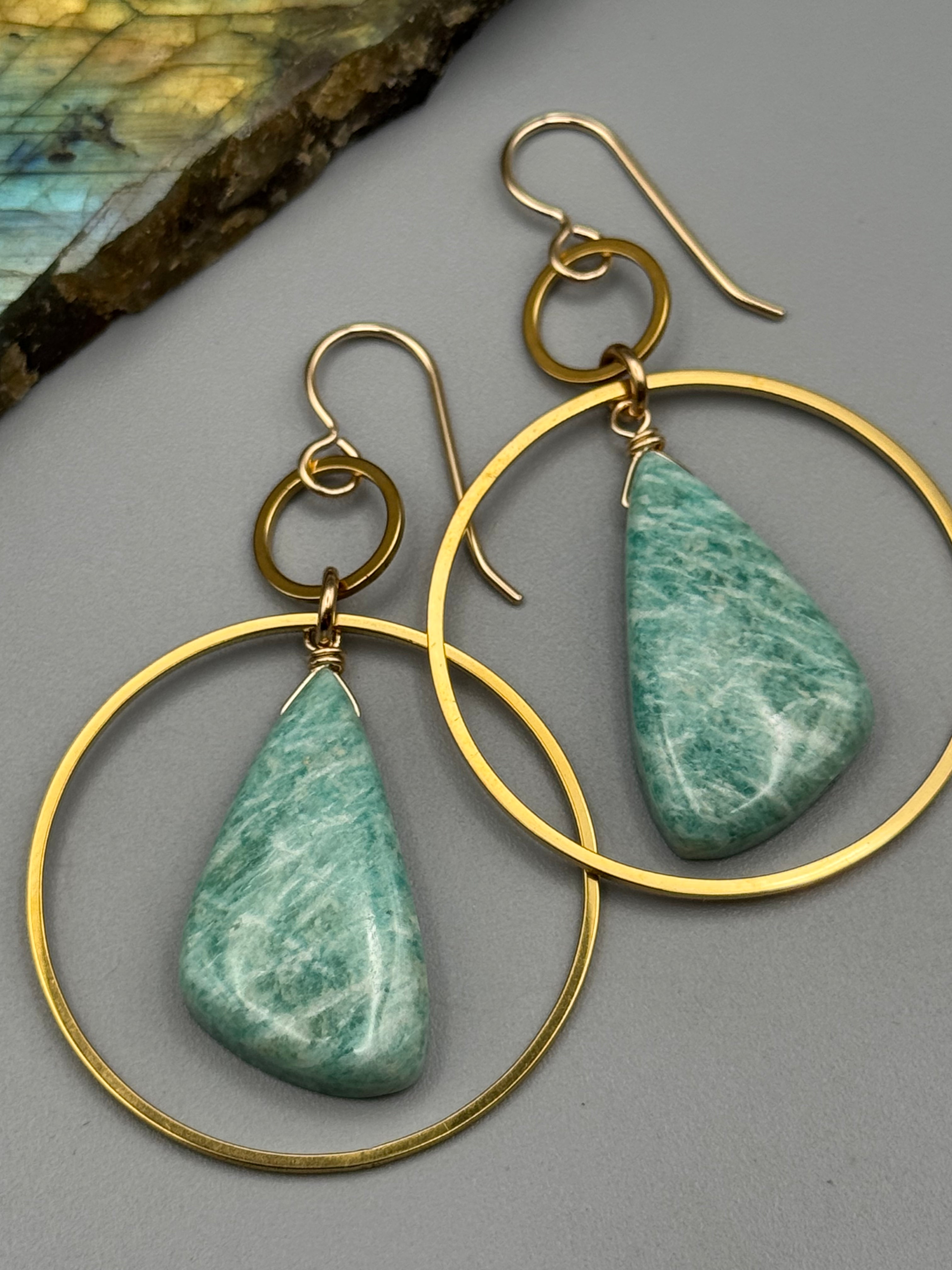 •EQUA-LUNA• amazonite wing + gold earrings
