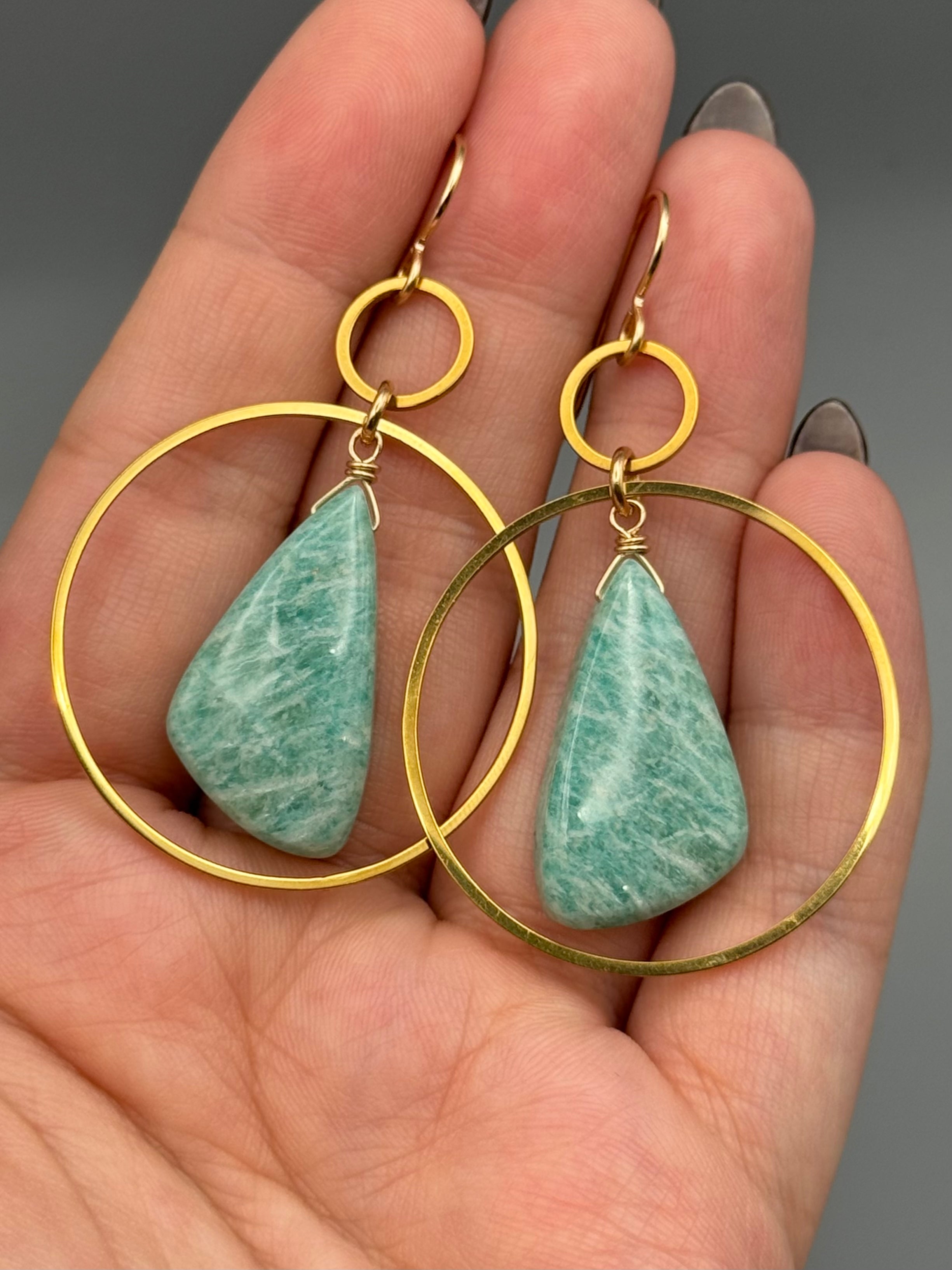 •EQUA-LUNA• amazonite wing + gold earrings
