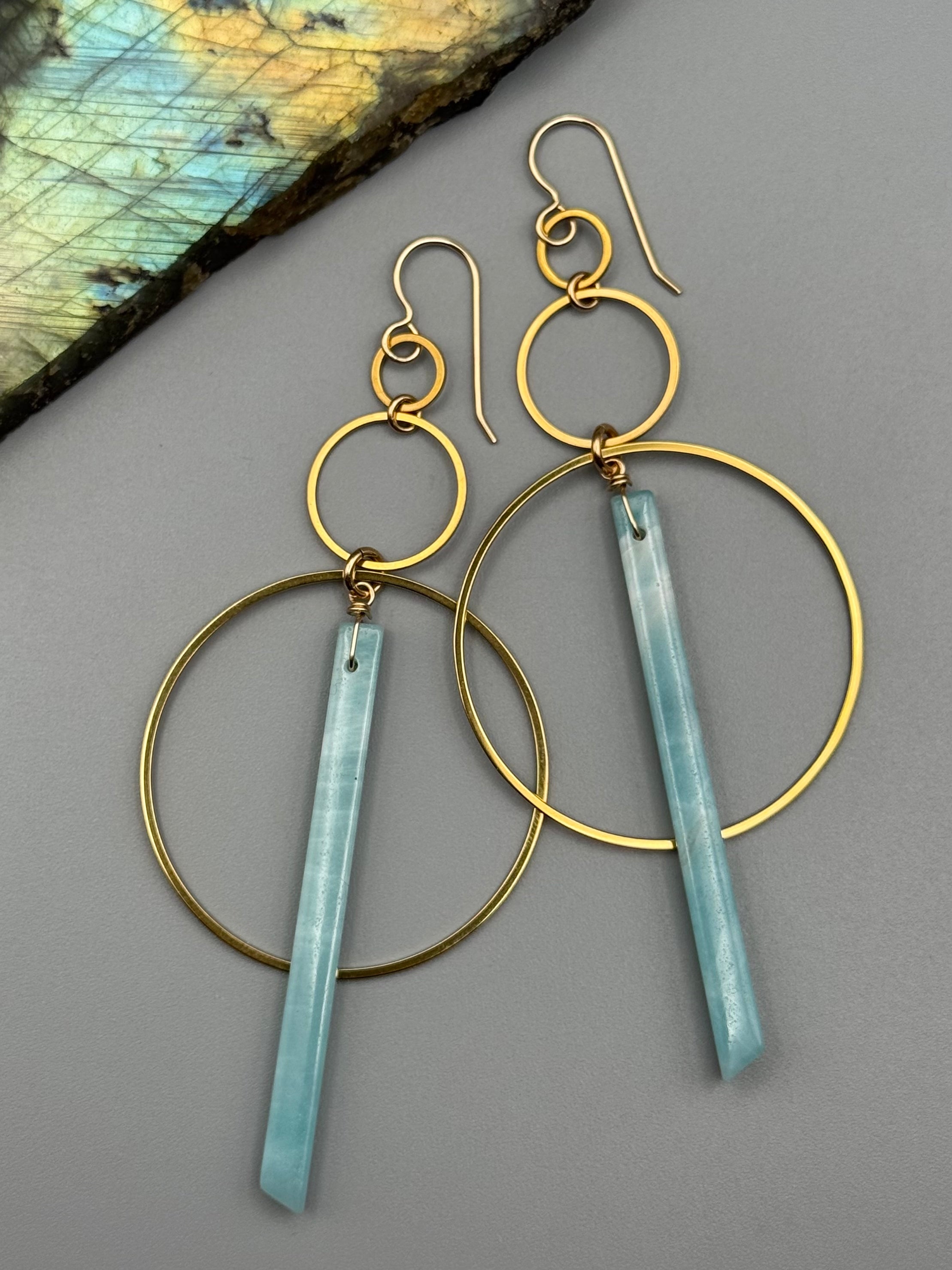 •6 OF CUPS• amazonite stick + gold earrings
