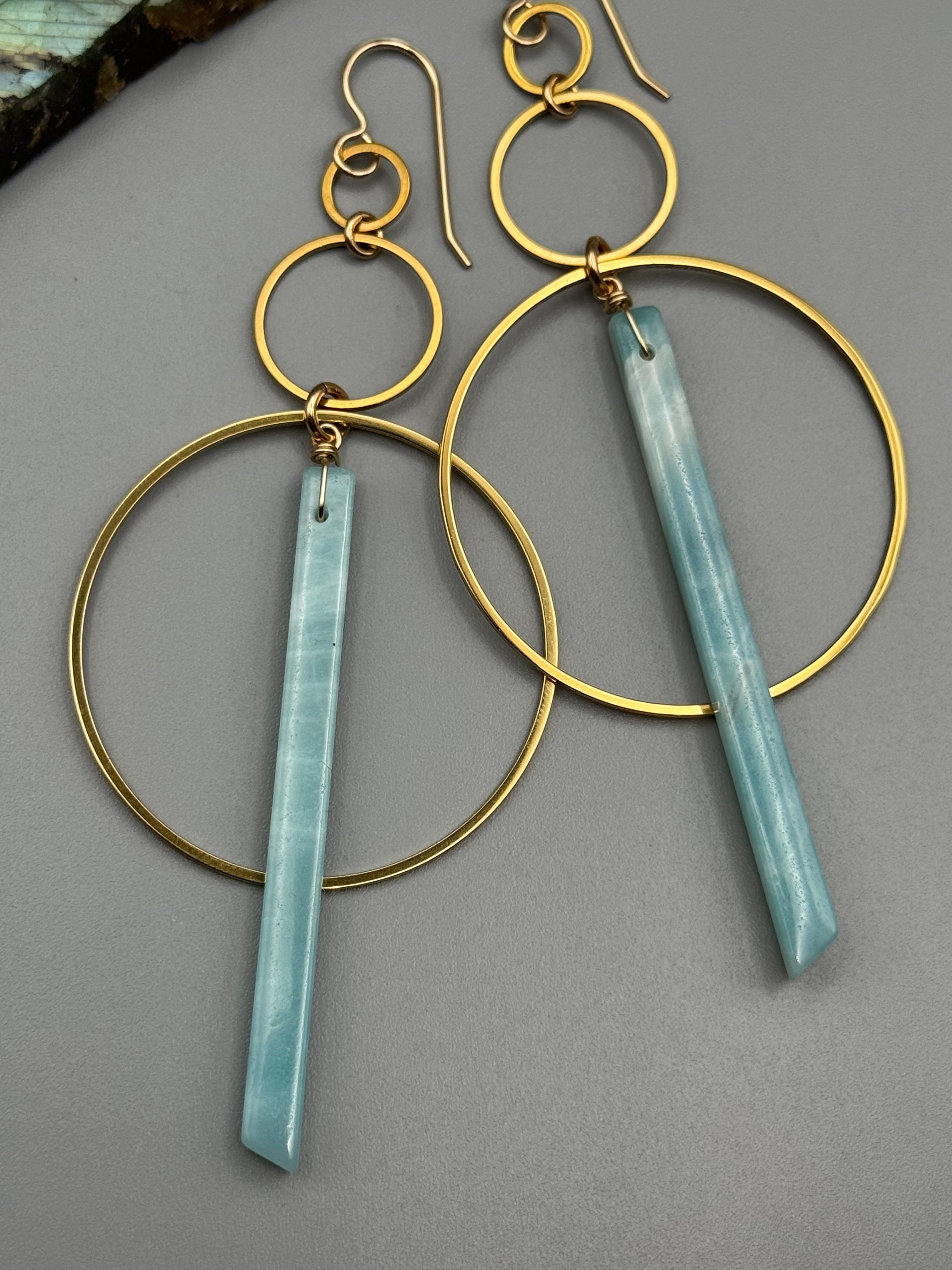 •6 OF CUPS• amazonite stick + gold earrings